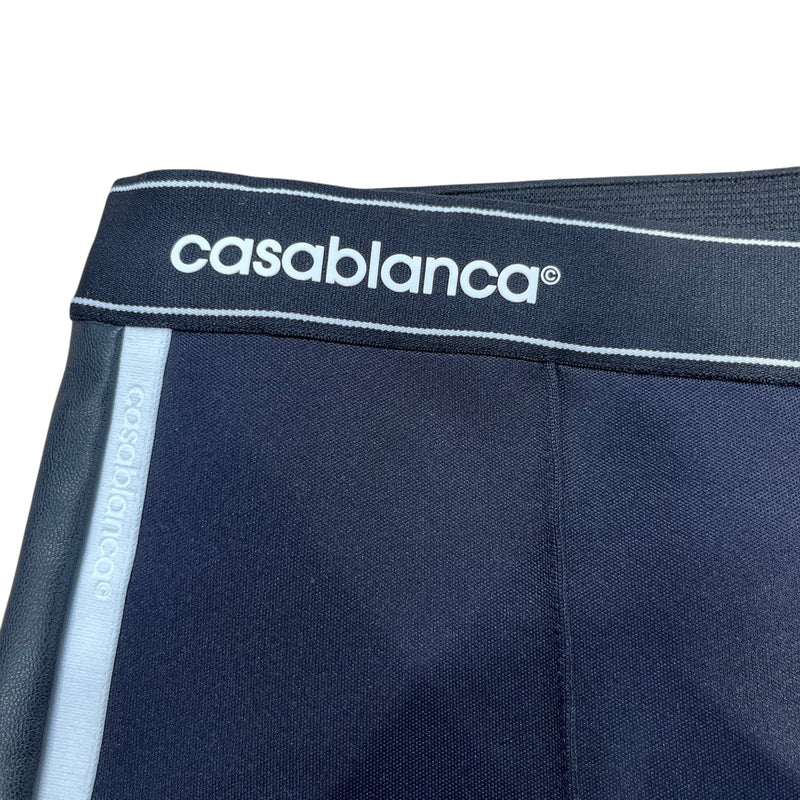 CASABLANCA/Cropped Pants/38/Polyester/NVY/LEATHER TRIM RIDING PANT