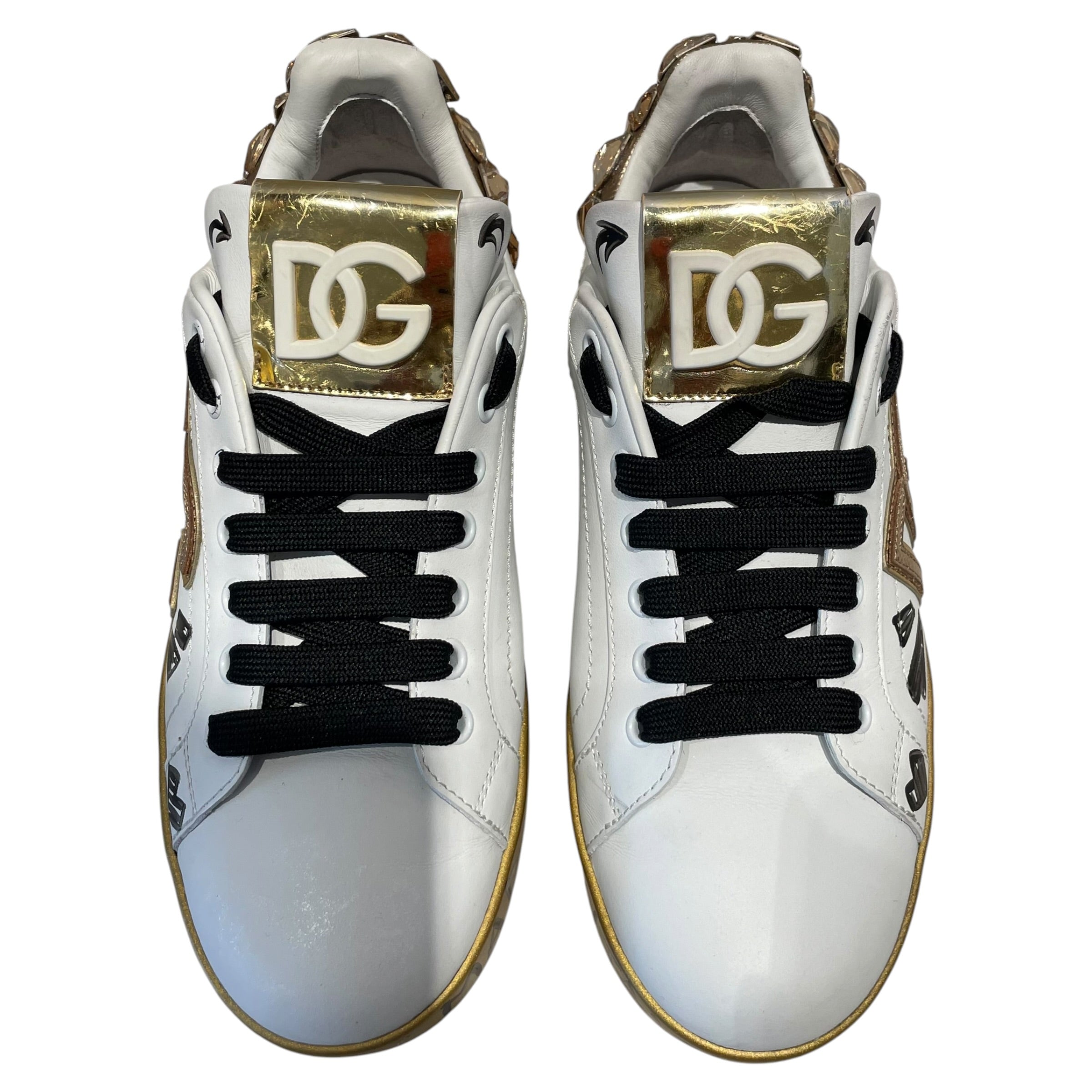 DOLCE&GABBANA/Low-Sneakers/US 7/All Over Print/Leather/WHT/PORTOFINO GOLD CRYSTAL EMB. view 5