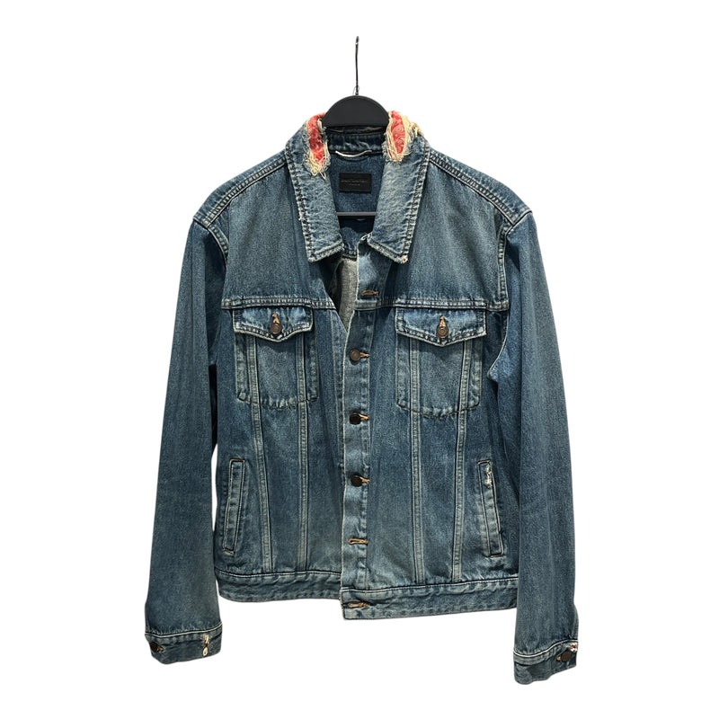 YVES SAINT LAURENT/Denim Jkt/XXL/Denim/BLU/Distressed Collar