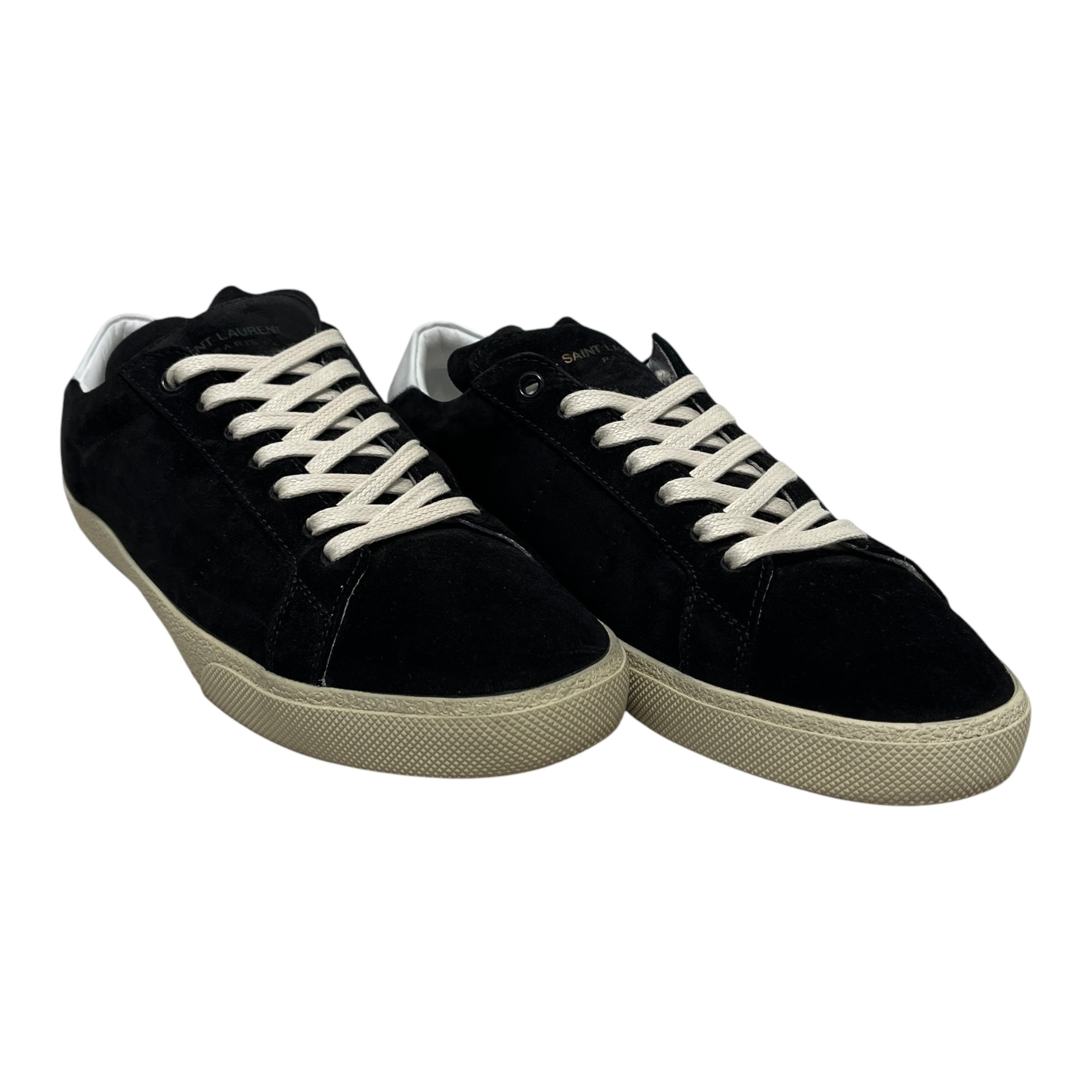 SAINT LAURENT/Low-Sneakers/US 7/Suede/BLK/CRM LACES/WHT HEEL view 1