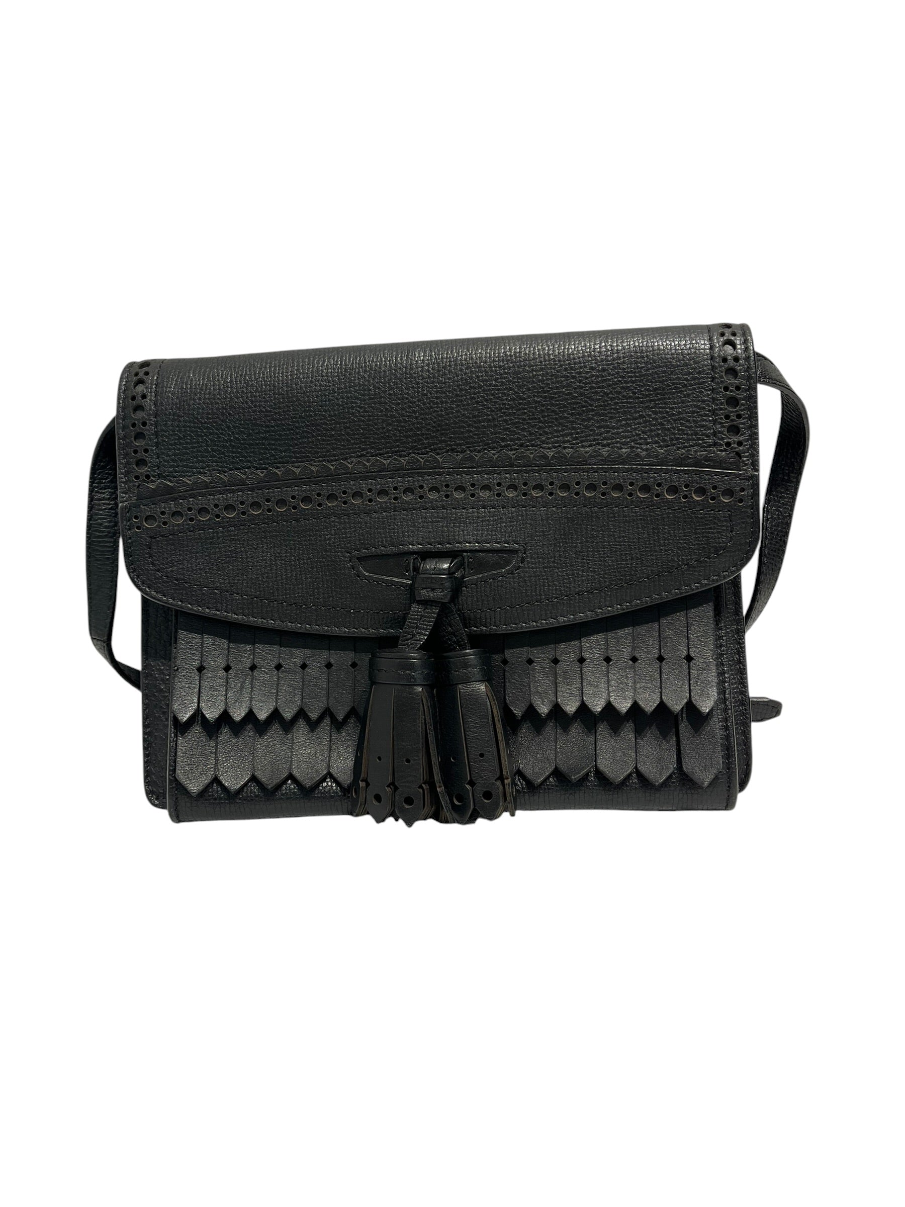 BURBERRY/Cross Body Bag/Leather/BLK/MACKEN FRINGE view 1