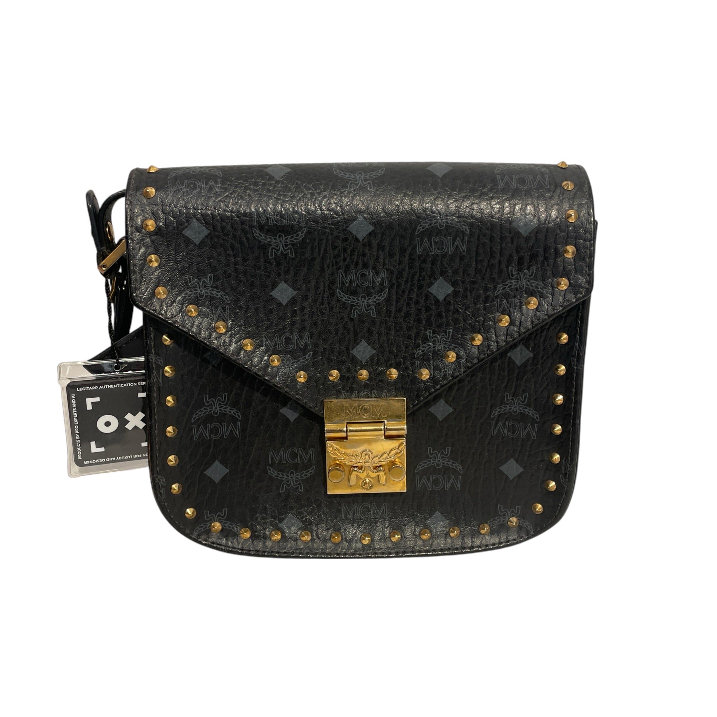 MCM/Cross Body Bag/Monogram/Leather/BLK/GLD HARDWARE BLK PINCH CLASP view 3