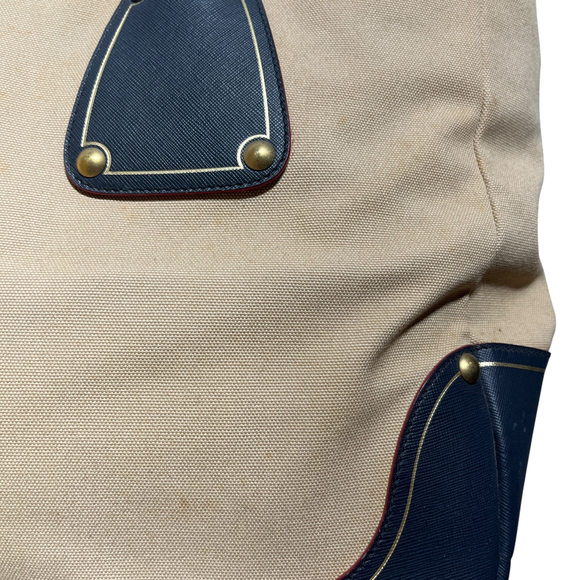 PRADA/Hand Bag/Leather/MLT/bicolor canvas bowler bag view 10