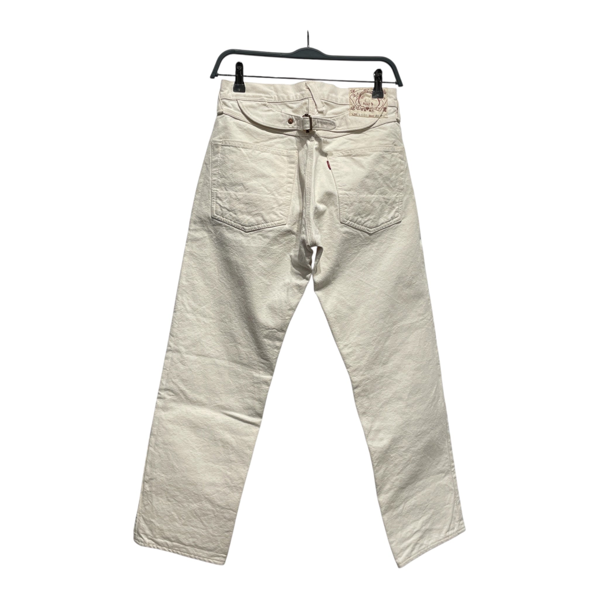 EVISU/Straight Pants/30/Denim/WHT/buckle back view 2