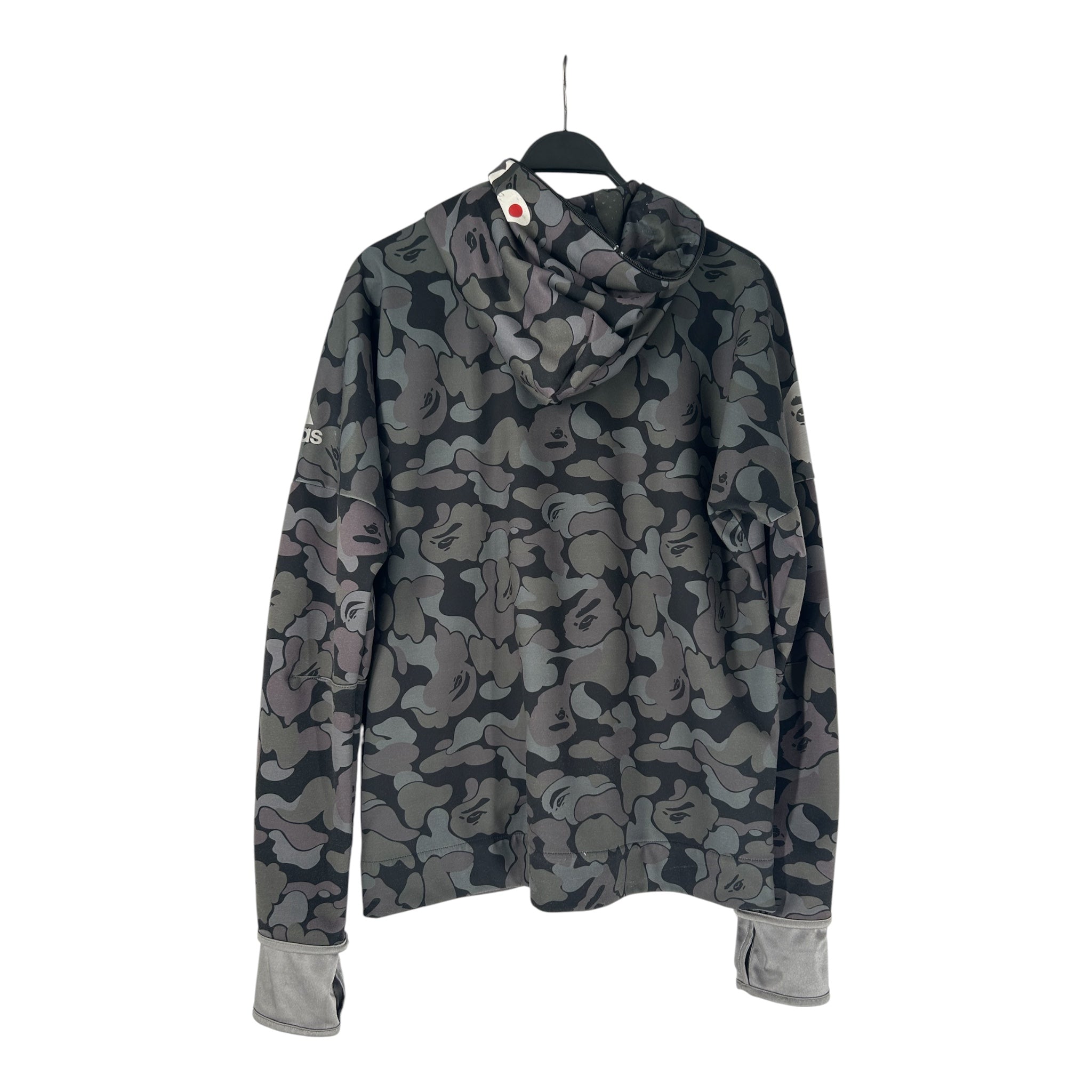A BATHING APE/adidas/Zip Up Hoodie/L/Camouflage/Polyester/BLK/Oversize/american flag logo view 2