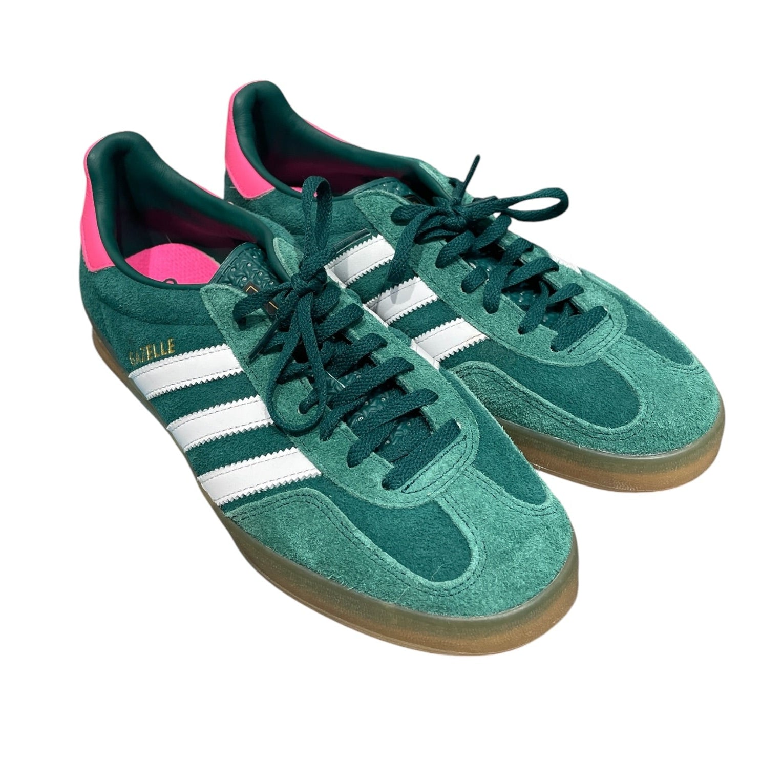 adidas/Low-Sneakers/US 9.5/Suede/GRN/Green Pink Gazaelle Indoors view 1