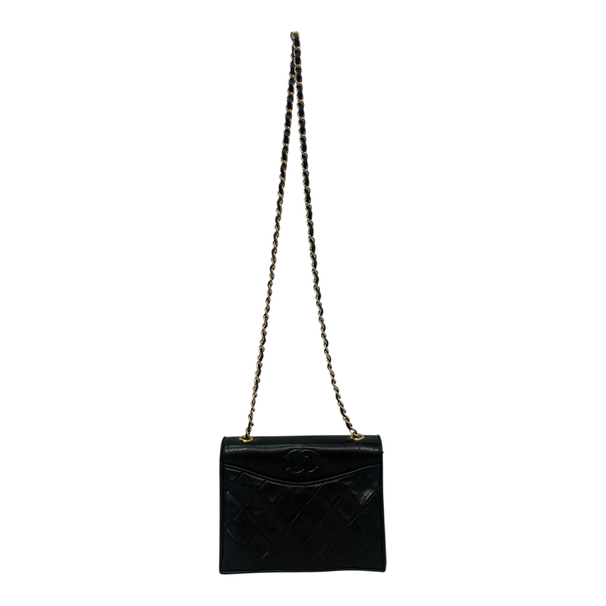 CHANEL/Cross Body Bag/Leather/BLK/Quilted Matelasse view 1