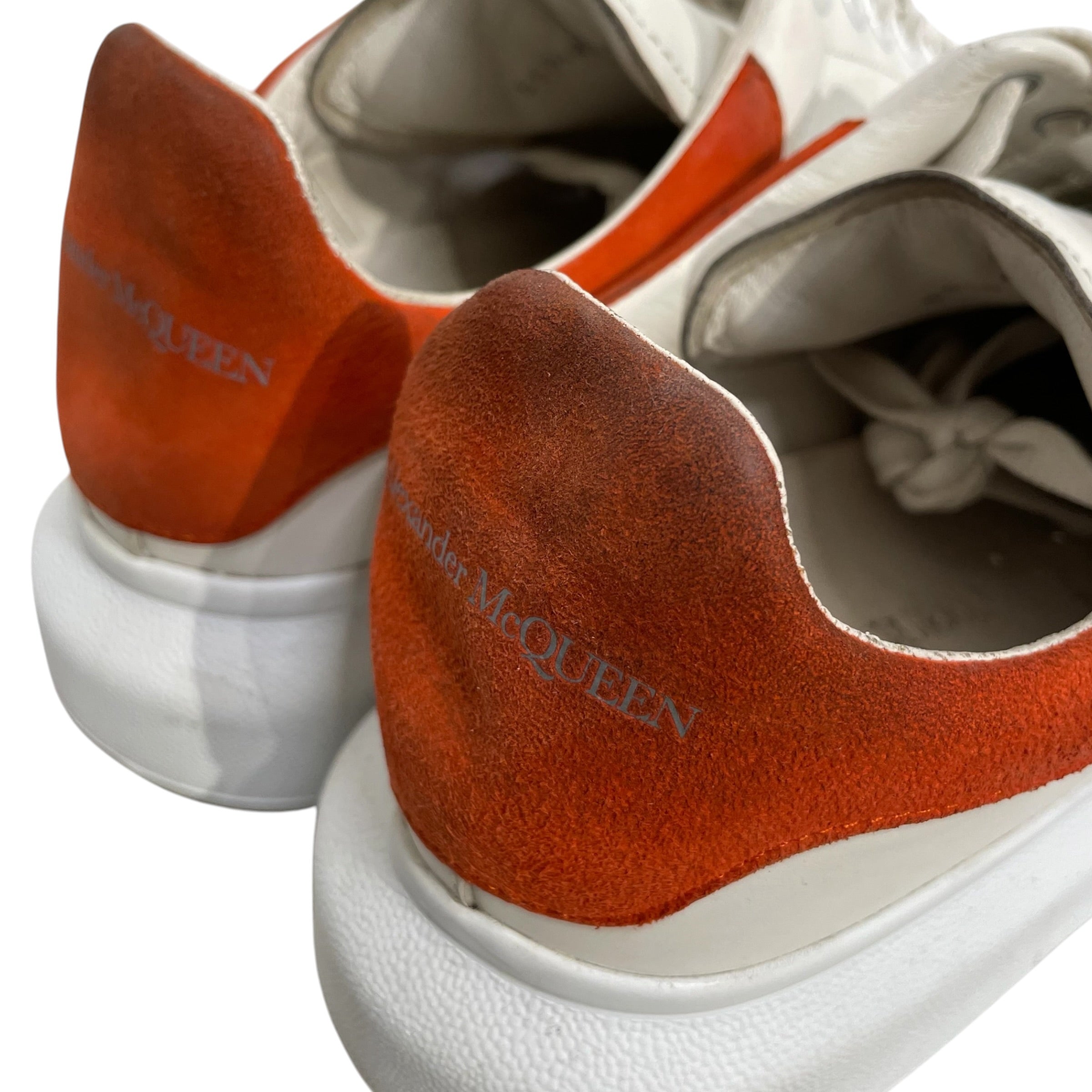 Alexander McQueen/Low-Sneakers/EU 40.5/Leather/WHT/ORANGE HEEL view 7