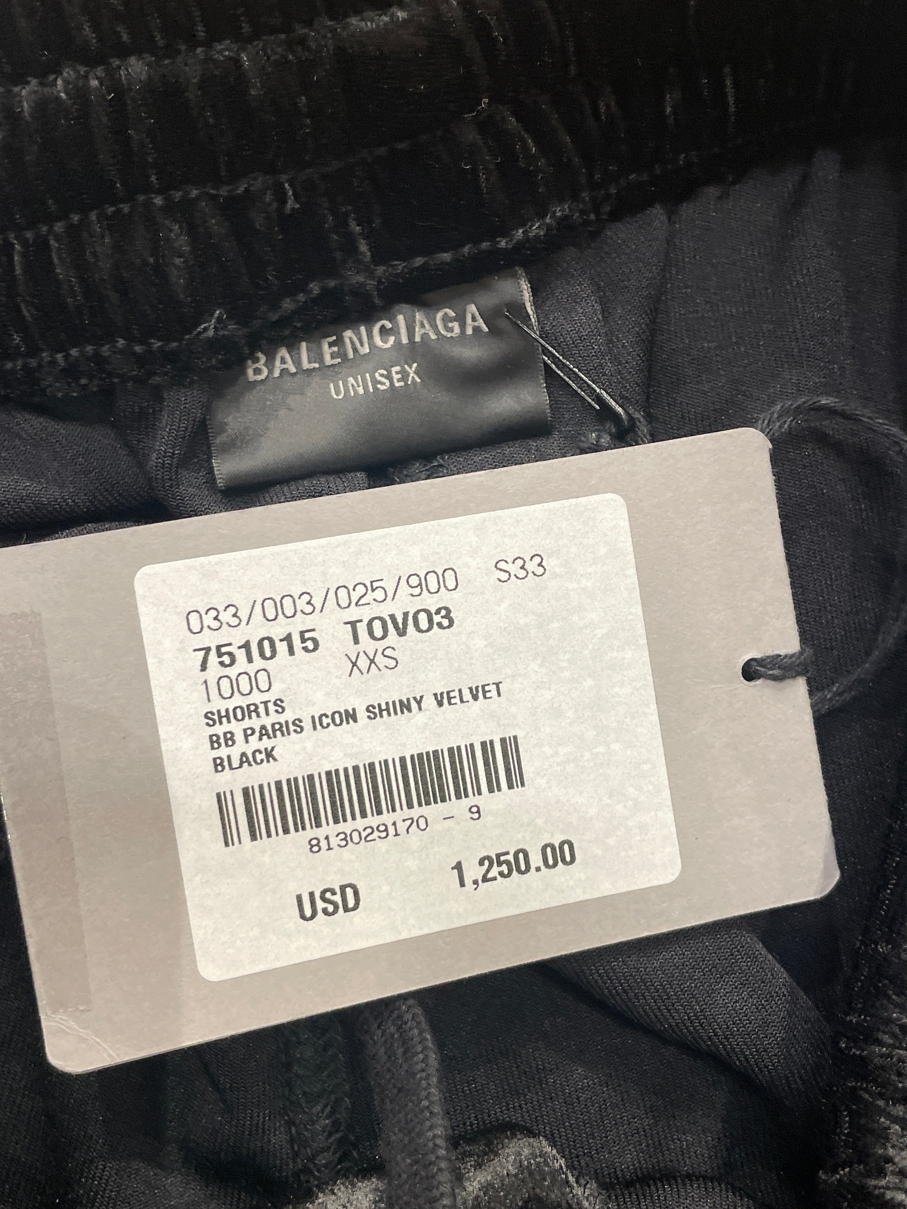 BALENCIAGA/Shorts/XXS/Velour/BLK/VELOUR SHORT WITH TAGS view 4