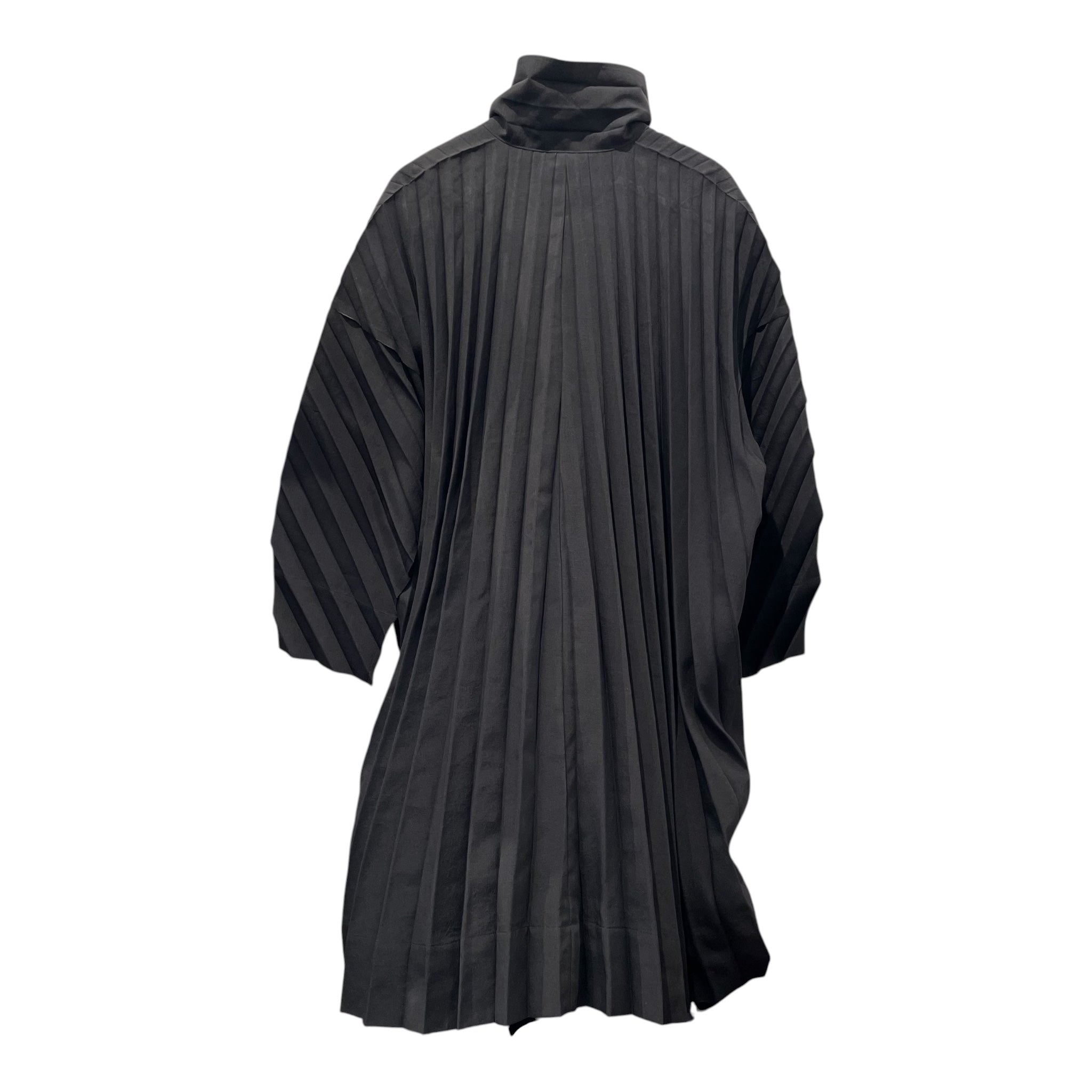 HOMME PLISSE ISSEY MIYAKE/Trench Coat/1/Polyester/BLK/PLEATED & HIGH COLLAR COAT view 2