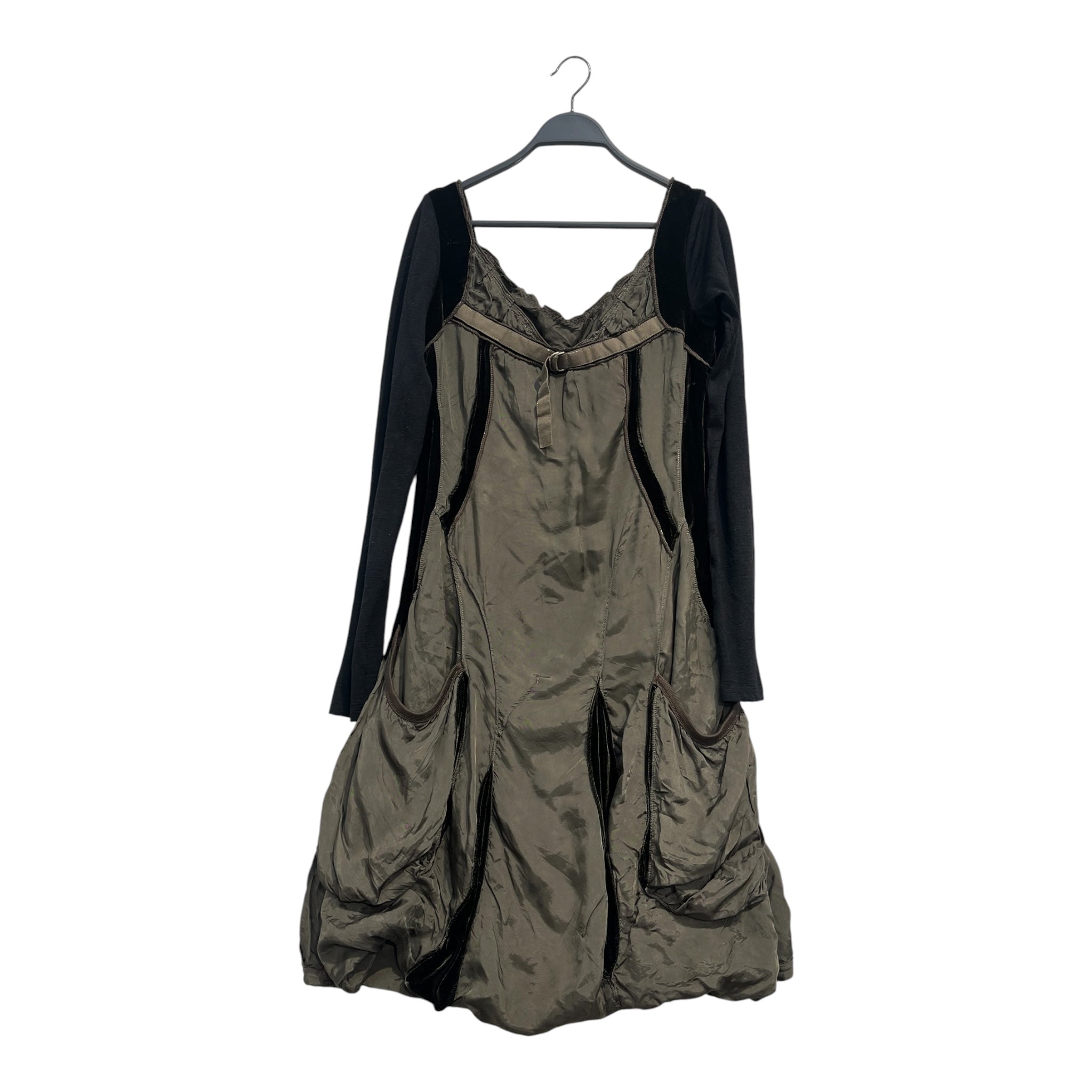 MARITHE FRANCOIS GIRBAUD/LS Dress/10/BRW/Midi Length/POCKETED-SILK VELVET ACCENTS view 1