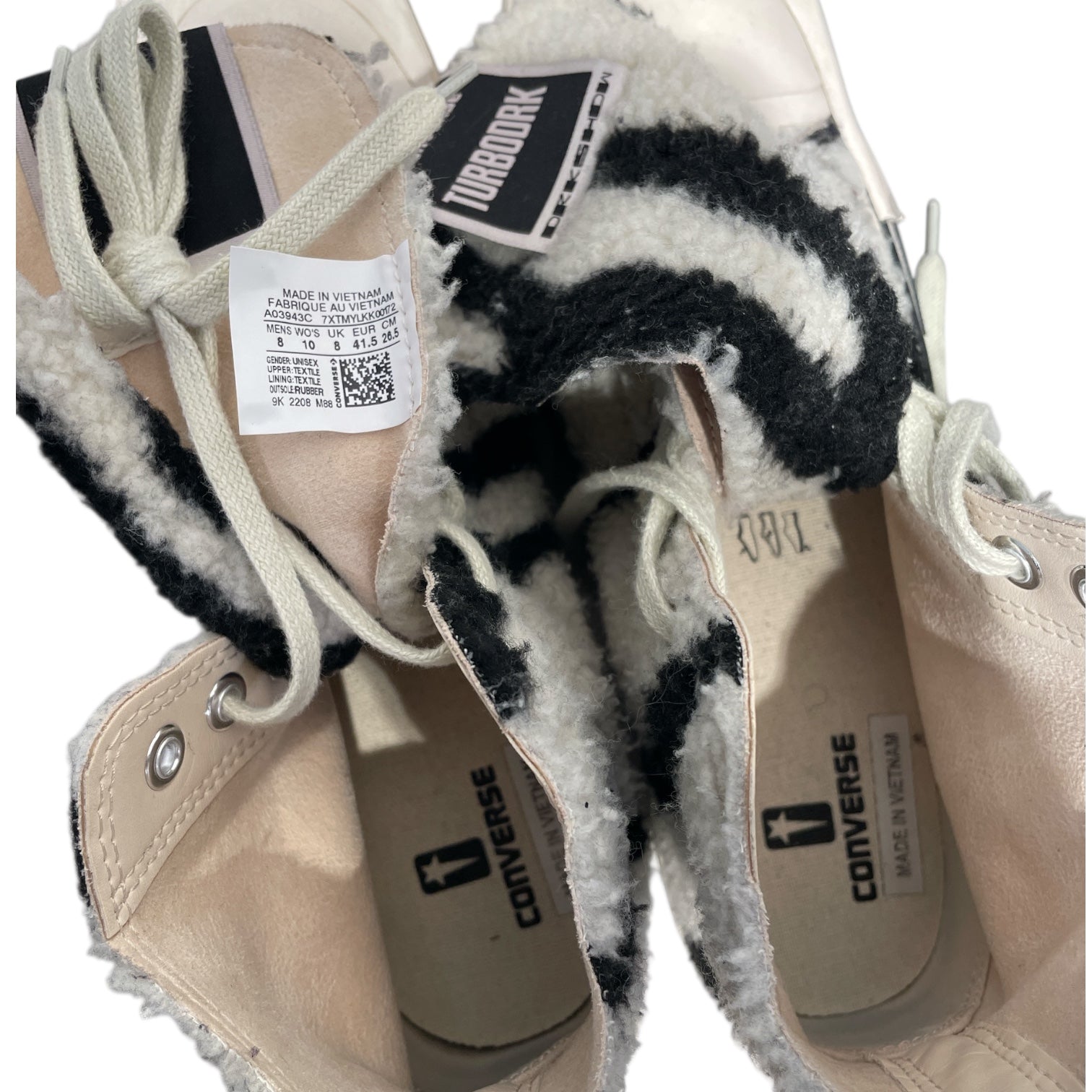 Rick Owens/CONVERSE/Hi-Sneakers/US 8/Animal Pattern/WHT/ZEBRA PRINT view 3