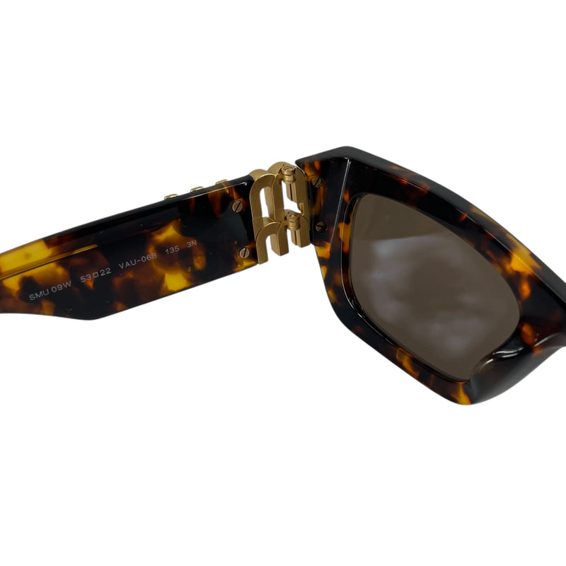 MIU MIU/Sunglasses/Tortoiseshell Pattern/BRW/DBLE GLD LOGO ON SIDE