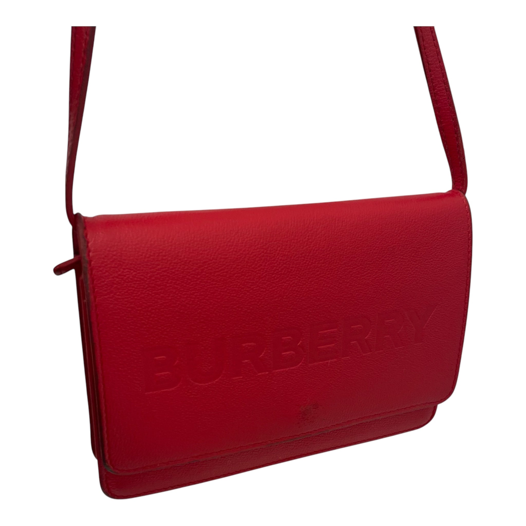 BURBERRYS/Cross Body Bag/Leather/RED/GOLD HARDWARE view 5