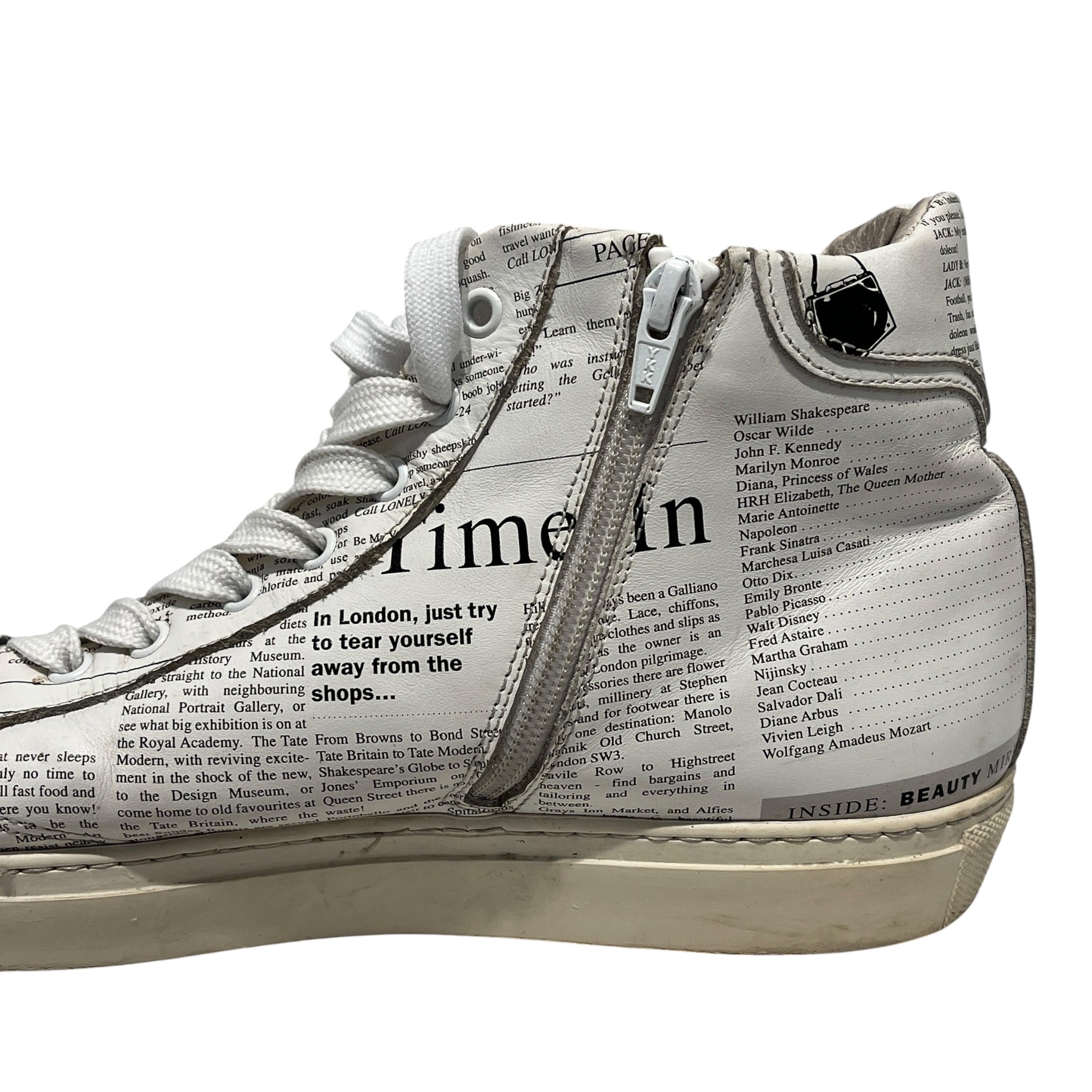 John Galliano/Hi-Sneakers/EU 43/All Over Print/Leather/WHT/newspaper sneaker view 7