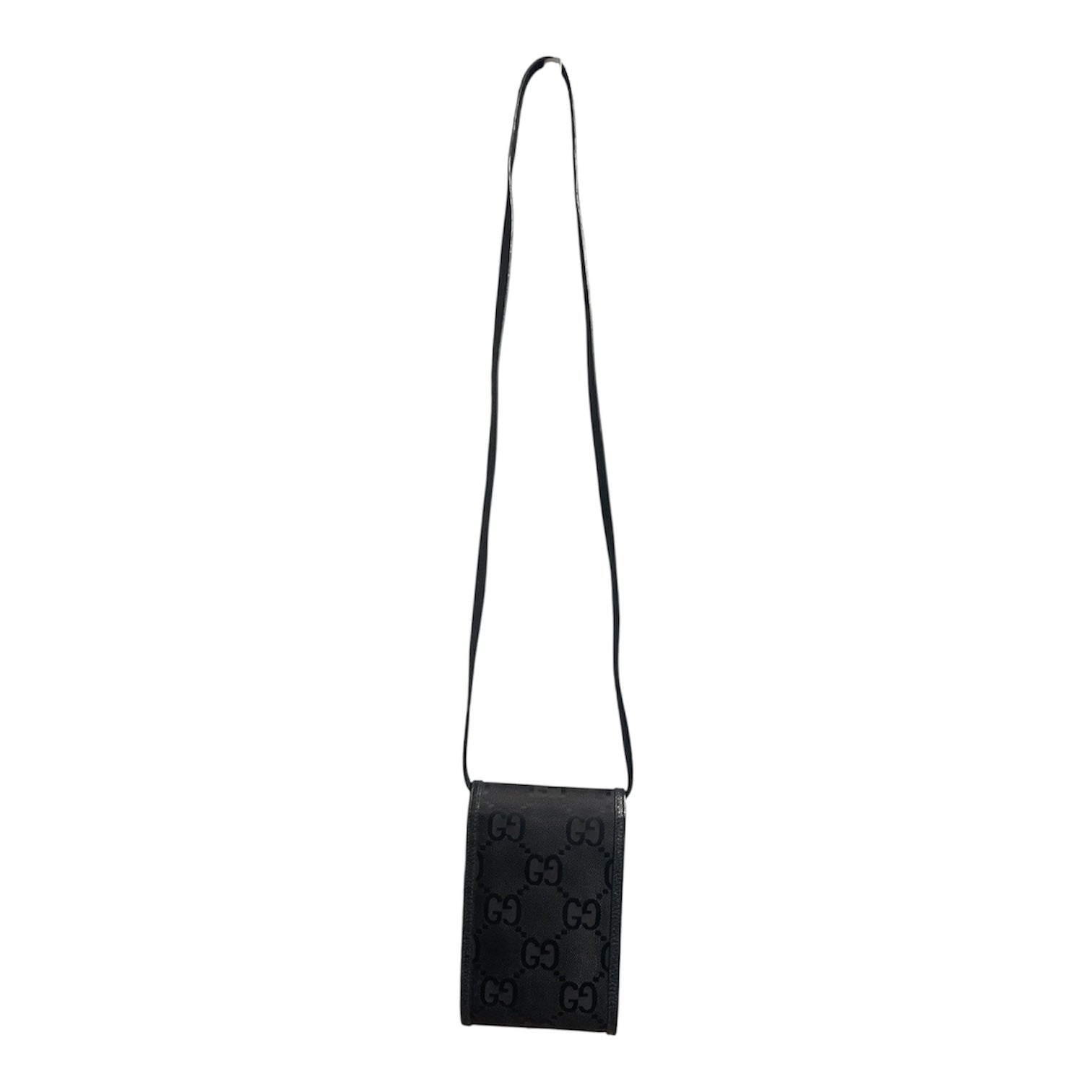 GUCCI/Cross Body Bag/Monogram/Leather/BLK/gold gucci print view 2