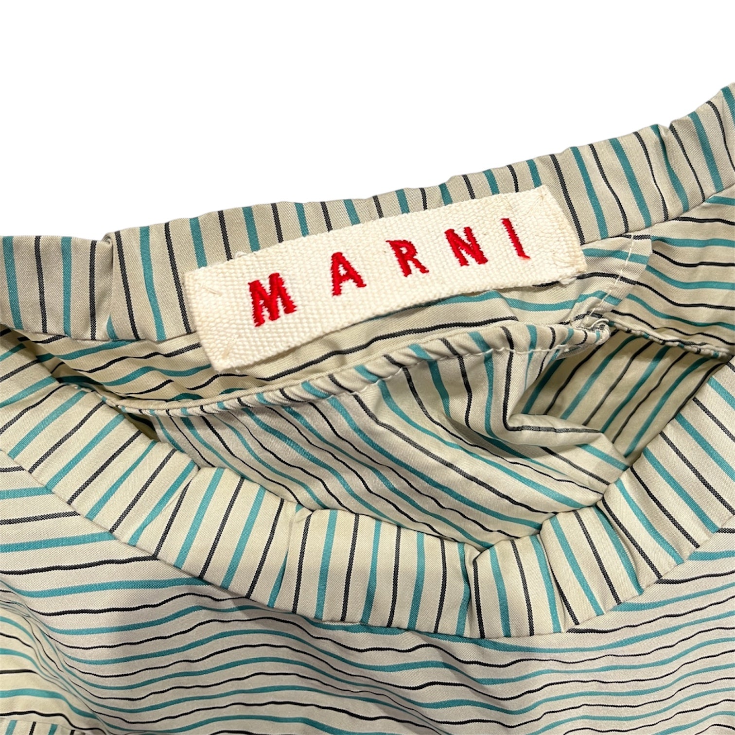 MARNI/Blouse/40/Stripe/Polyester/GRN/Round neck pleated view 3