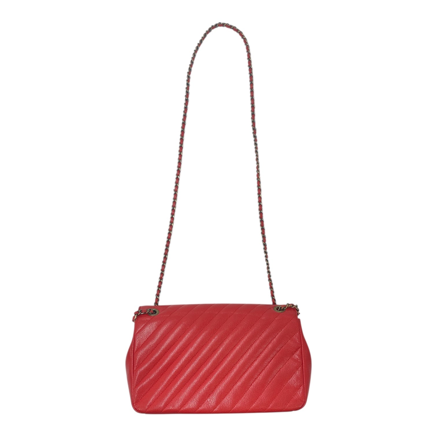 CHANEL/Bag/Leather/RED/SMALL DIAGONAL FLAP view 2