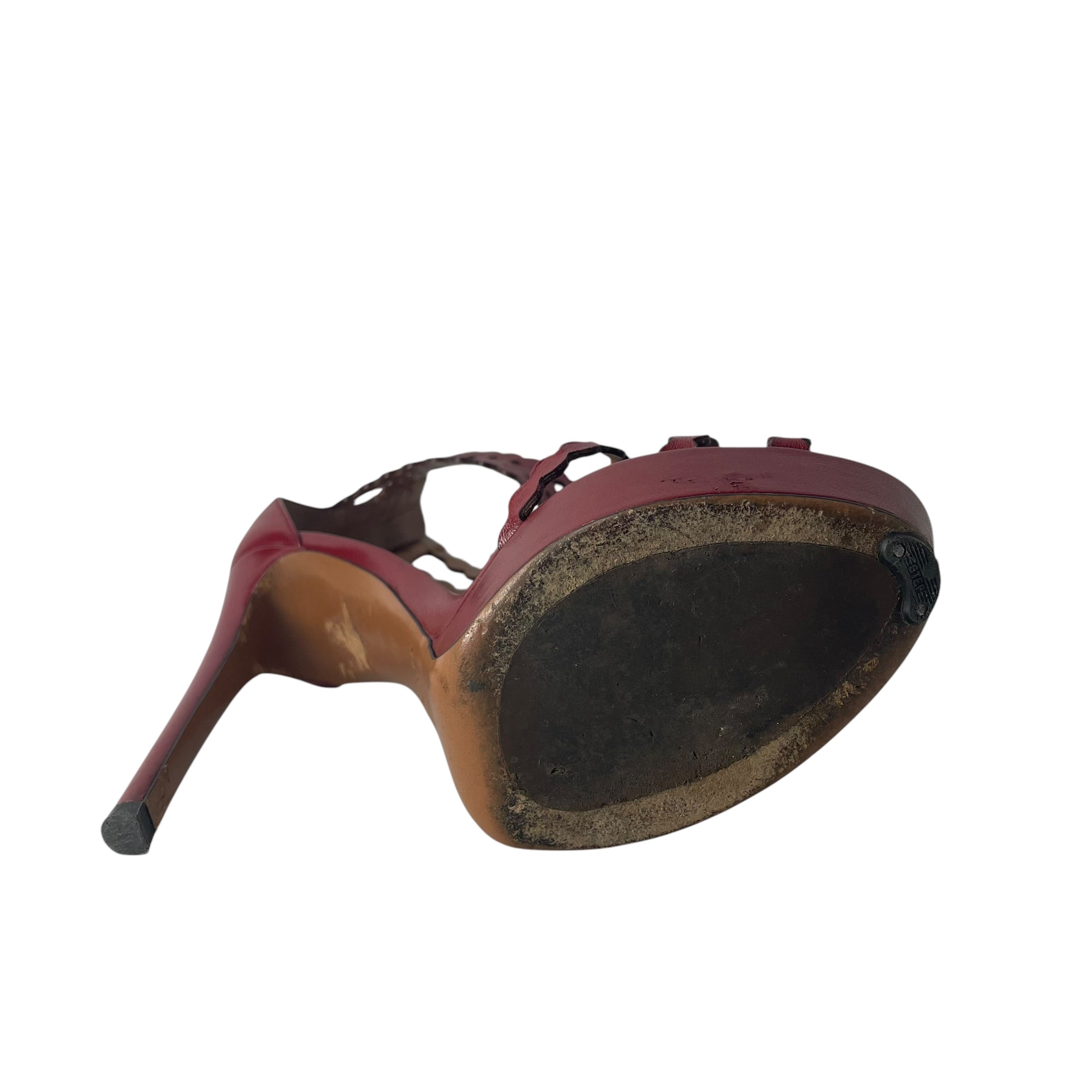 ALAIA/Heels/EU 37/Leather/RED/Open-Toe/ankle strap view 4