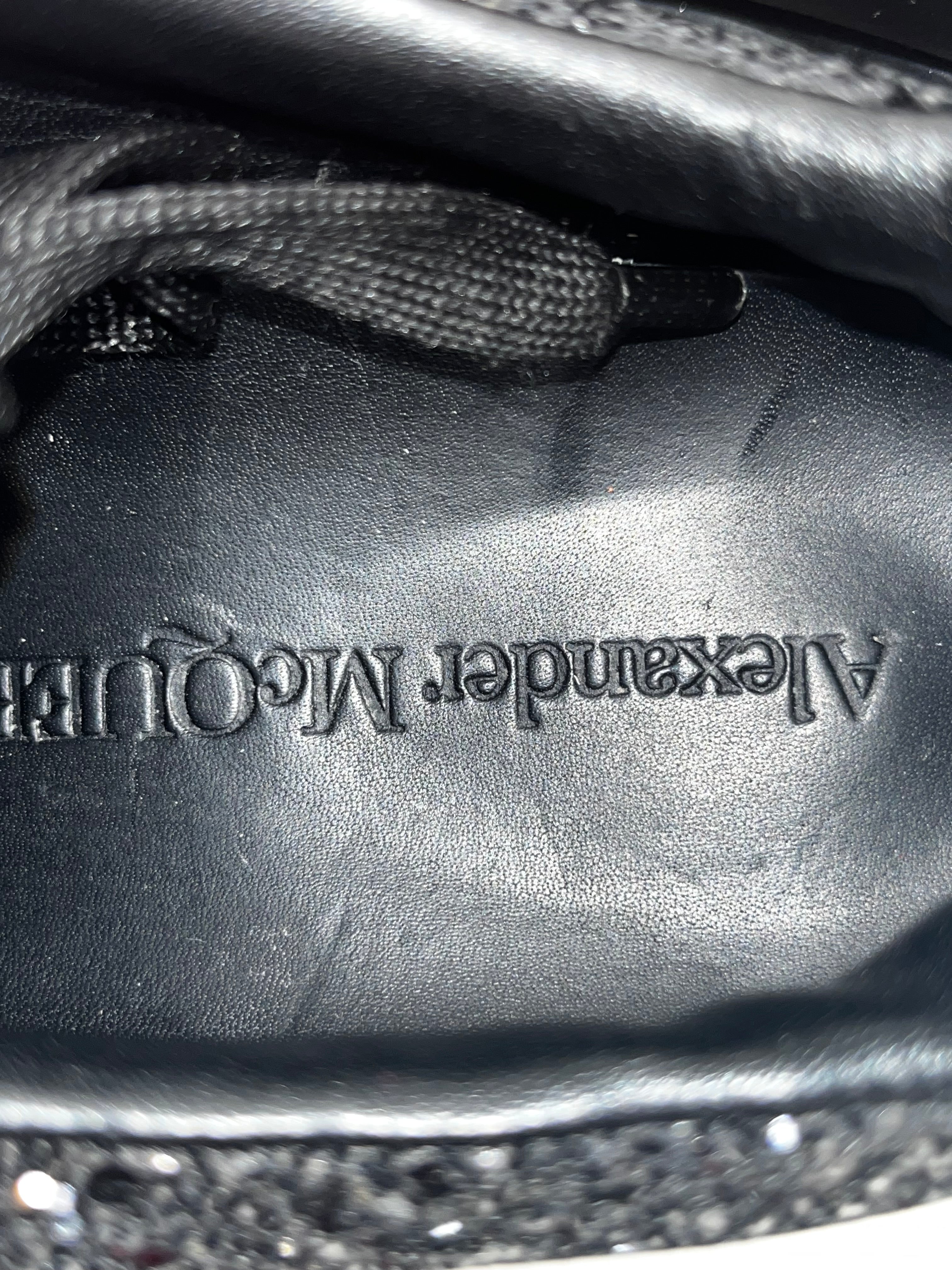 Alexander McQueen/Low-Sneakers/EU 38.5/Leather/BLK/Sparkle Heel view 3