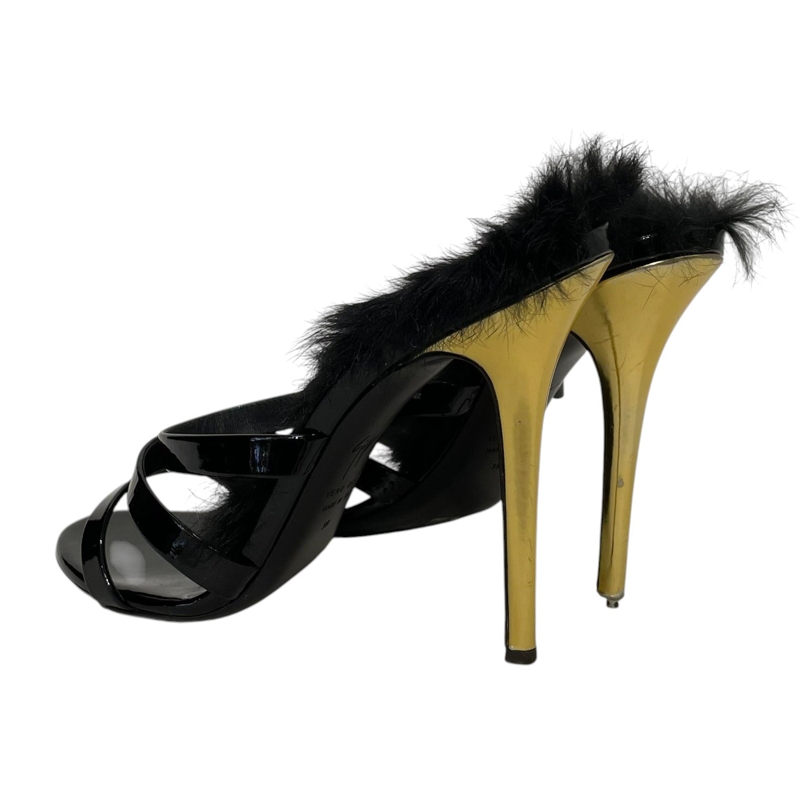GIUSEPPE ZANOTTI DESIGN/Heels/EU 39/Fake Fur/BLK/Open-Toe/ view 2