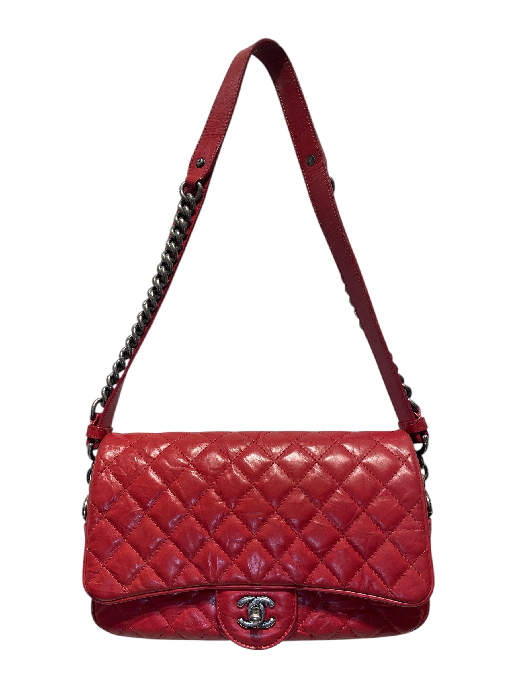 CHANEL/Cross Body Bag/Leather/RED/Casual Rock Flap Bag view 1