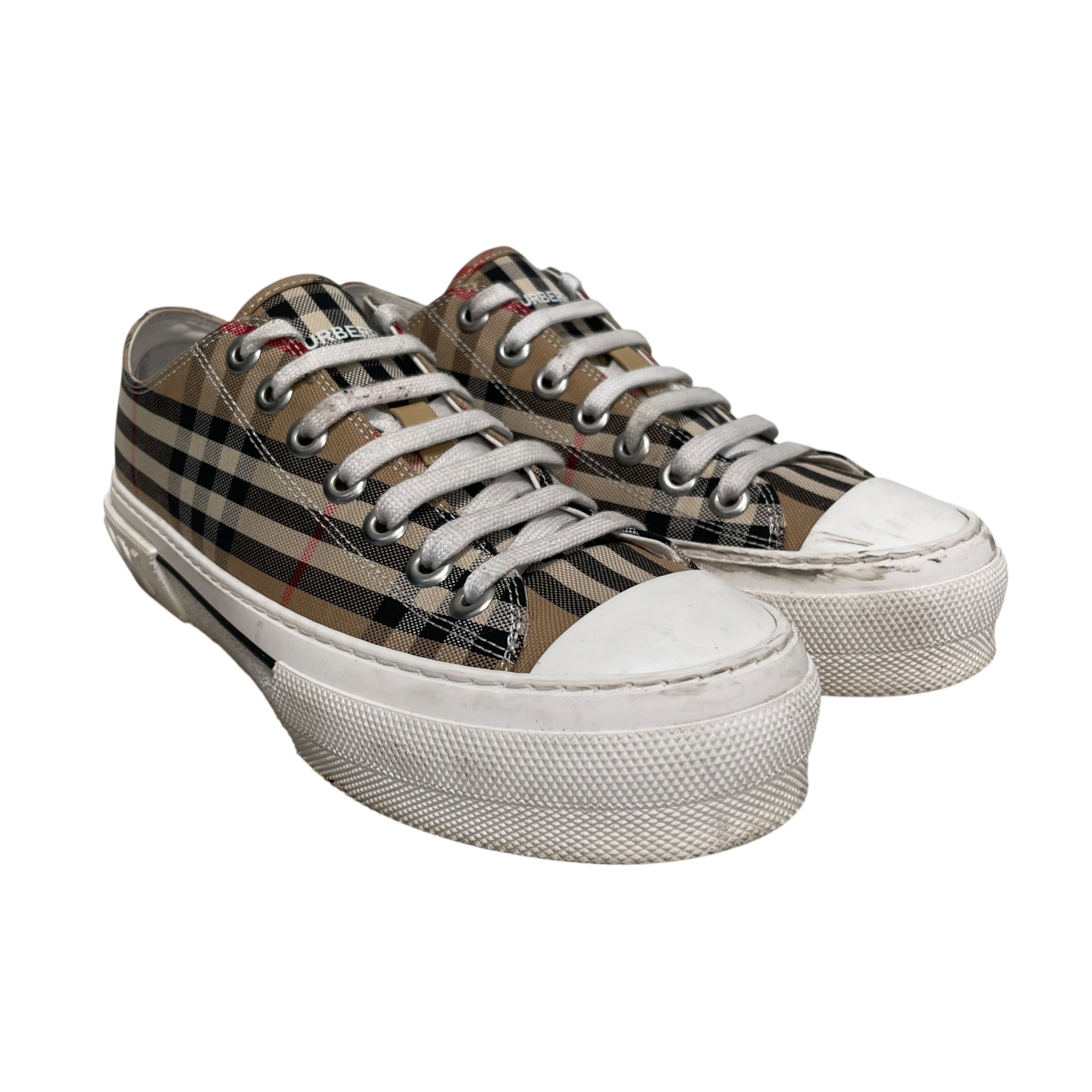 BURBERRY/Low-Sneakers/EU 41.5/Plaid/Cotton/BEG/ view 1
