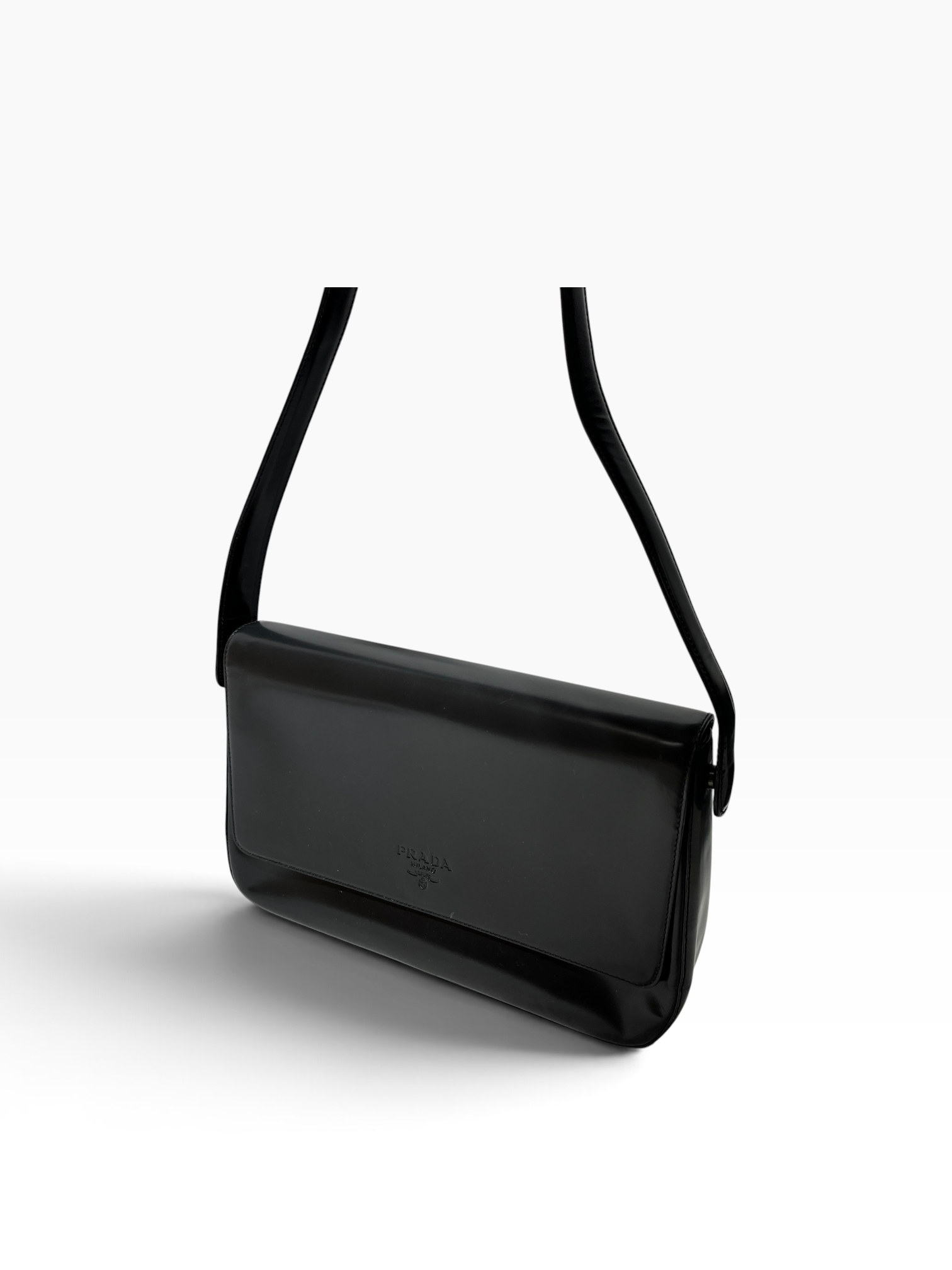 PRADA/Hand Bag/Leather/BLK/patent shoulder bag view 2