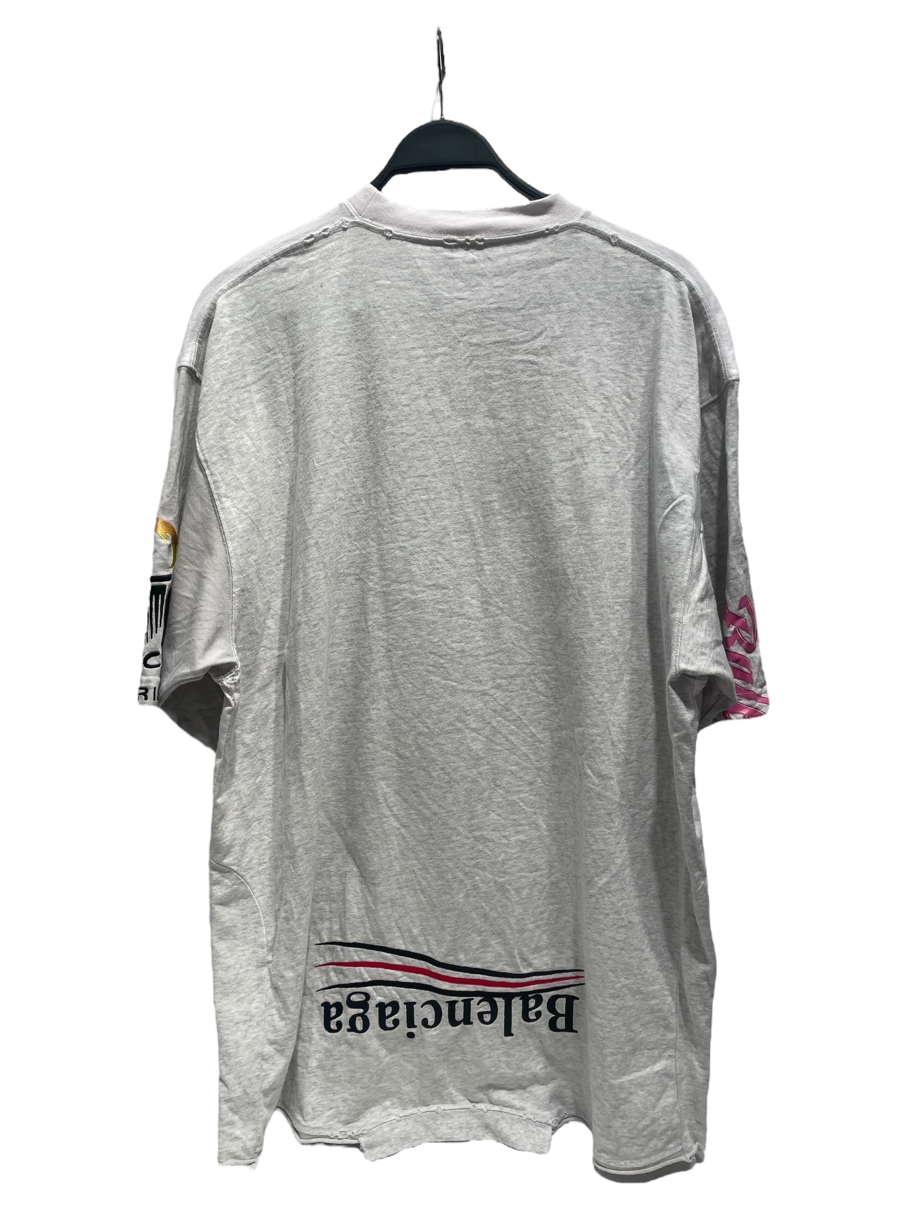 BALENCIAGA/T-Shirt/4/Cotton/MLT/All Over Print/upside down paris shirt view 2