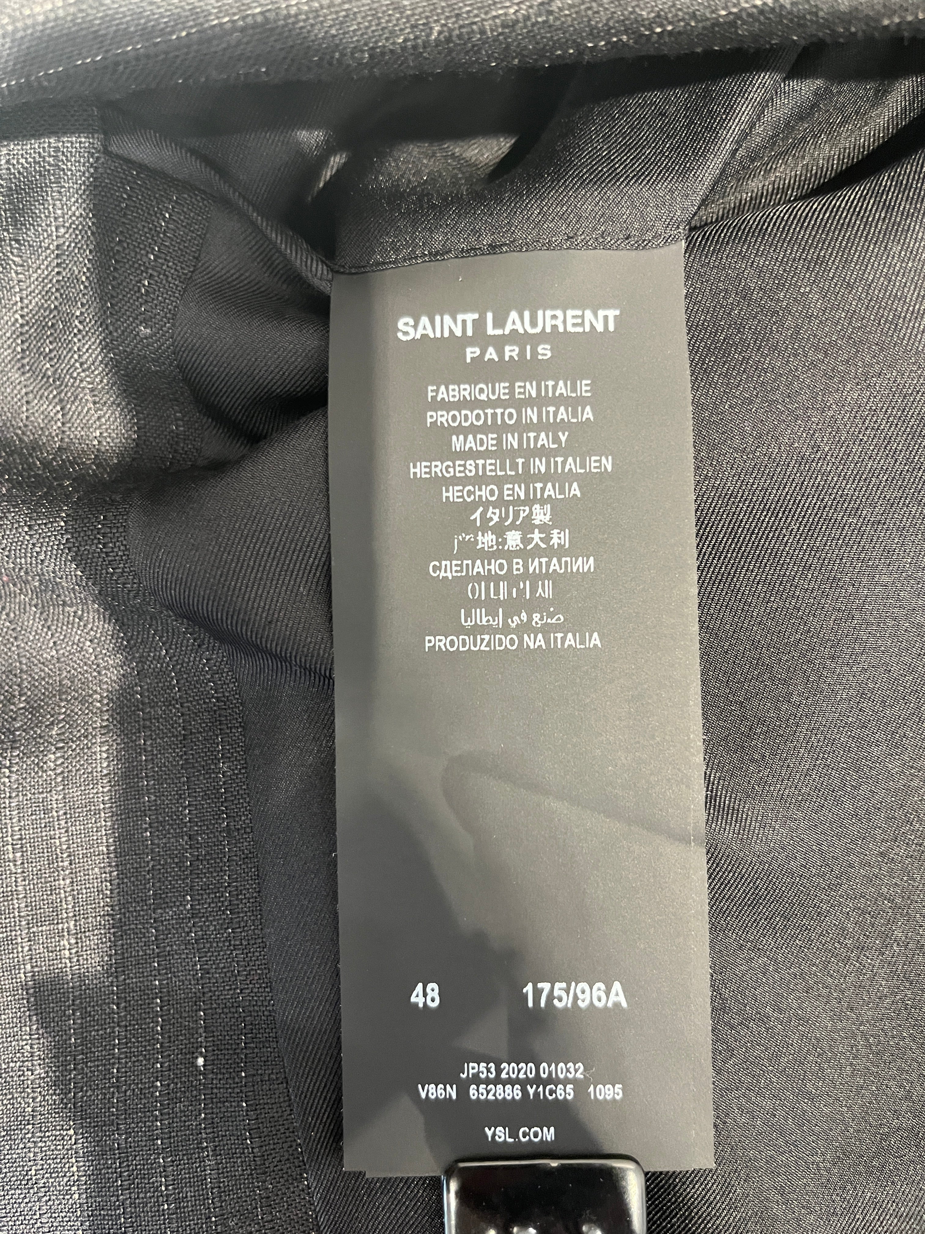 SAINT LAURENT/Tailored Jkt/48/BLK/Stripe/PINSTRIPE BLAZER view 3