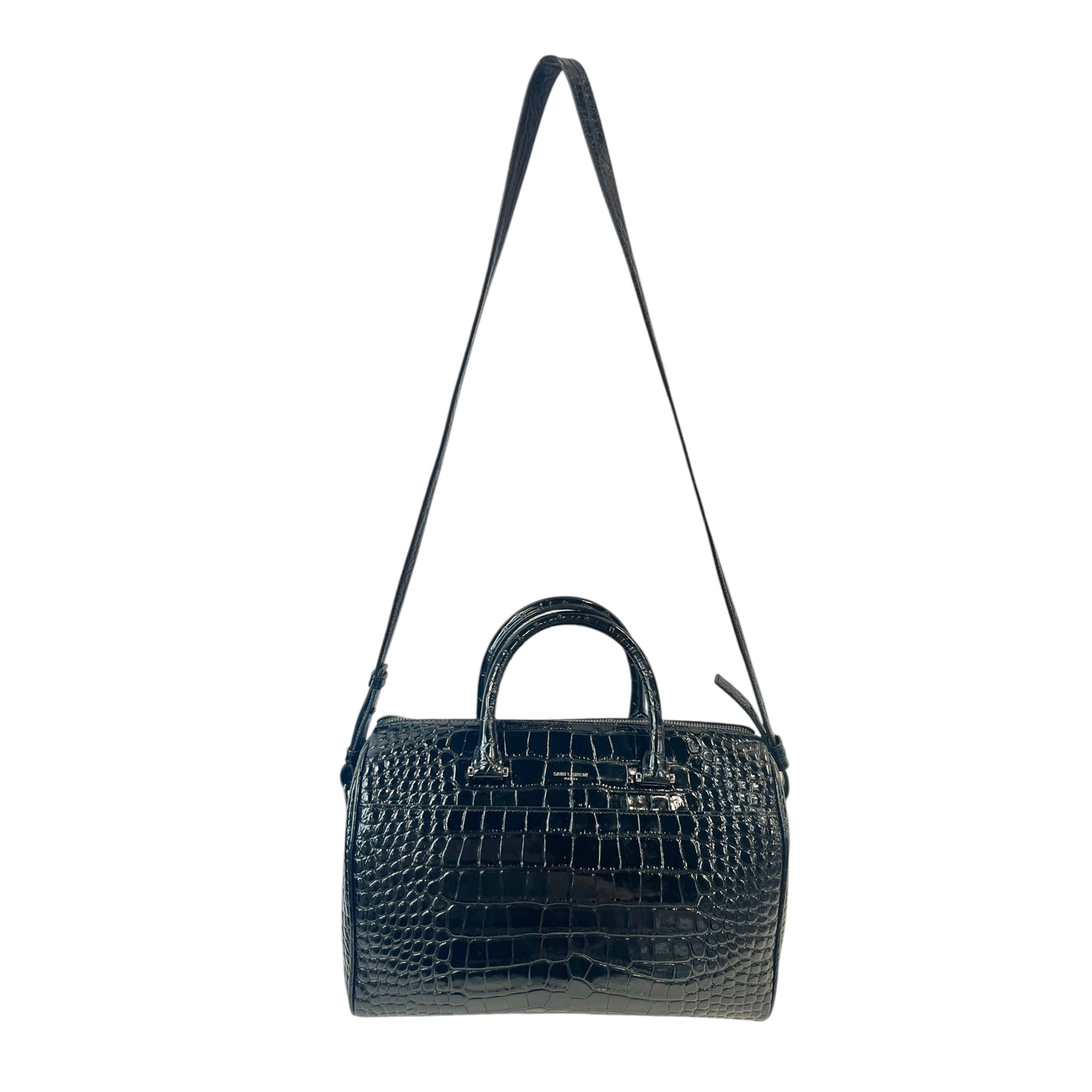 SAINT LAURENT/Hand Bag/Animal Pattern/Suede/BLK/CROCODILE view 1
