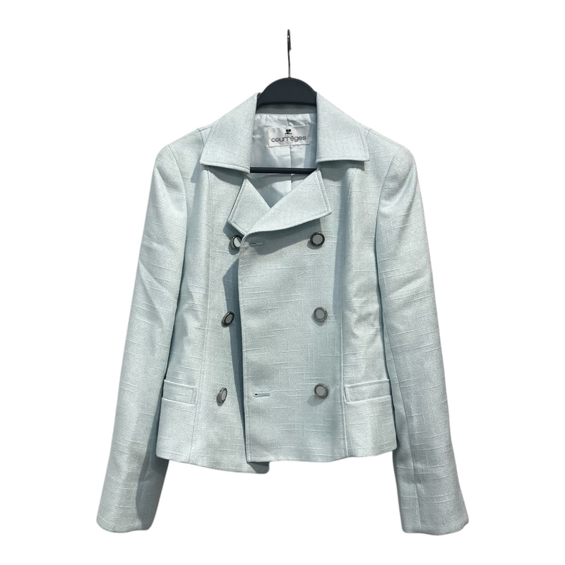 Courreges/Tailored Jkt/38/Wool/BLU/baby blue double breasted
