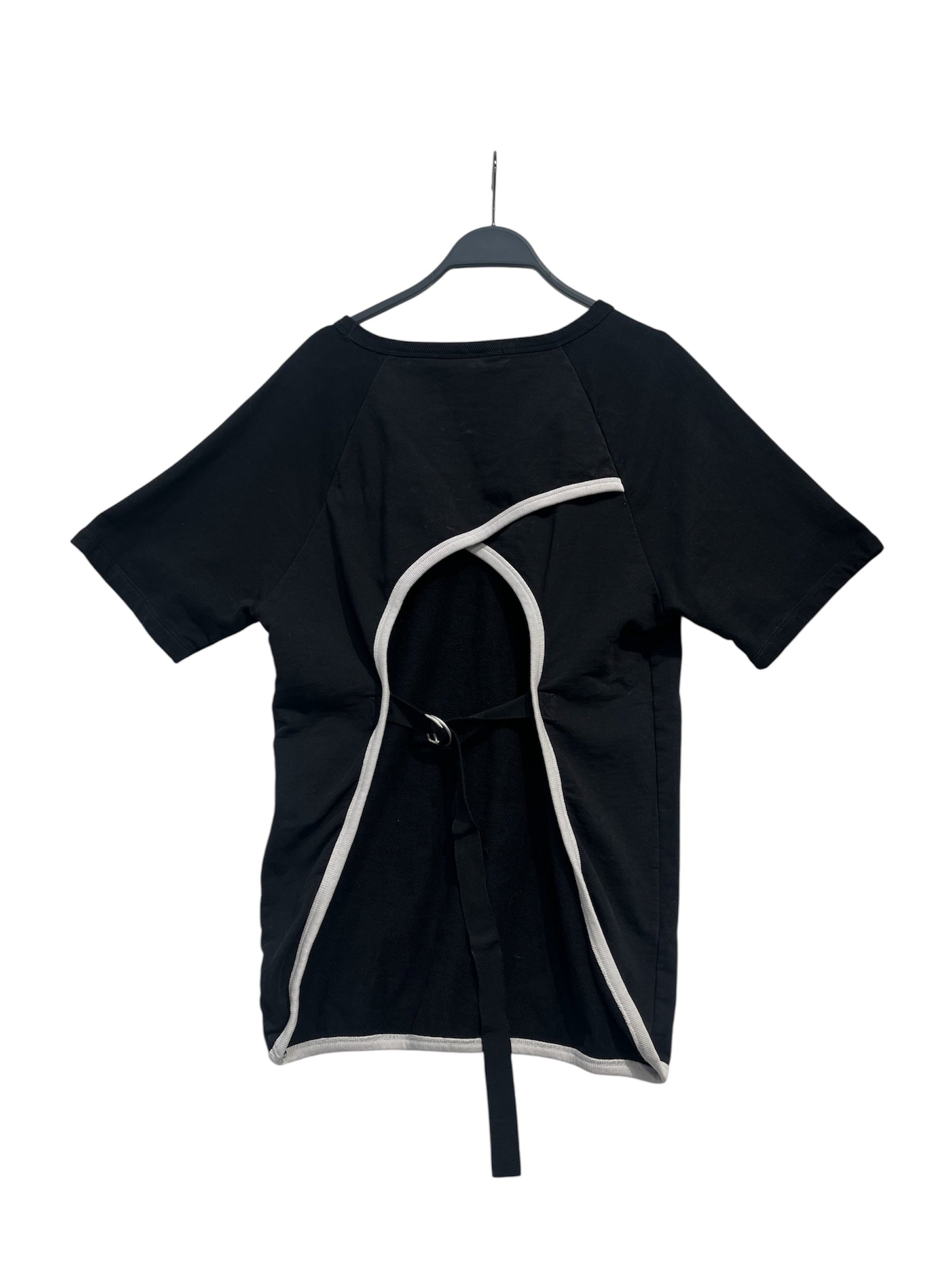 DRIES VAN NOTEN/Cut & Sew/M/Cotton/BLK/BACKLESS TIED SWEATSHIRT TEE view 2