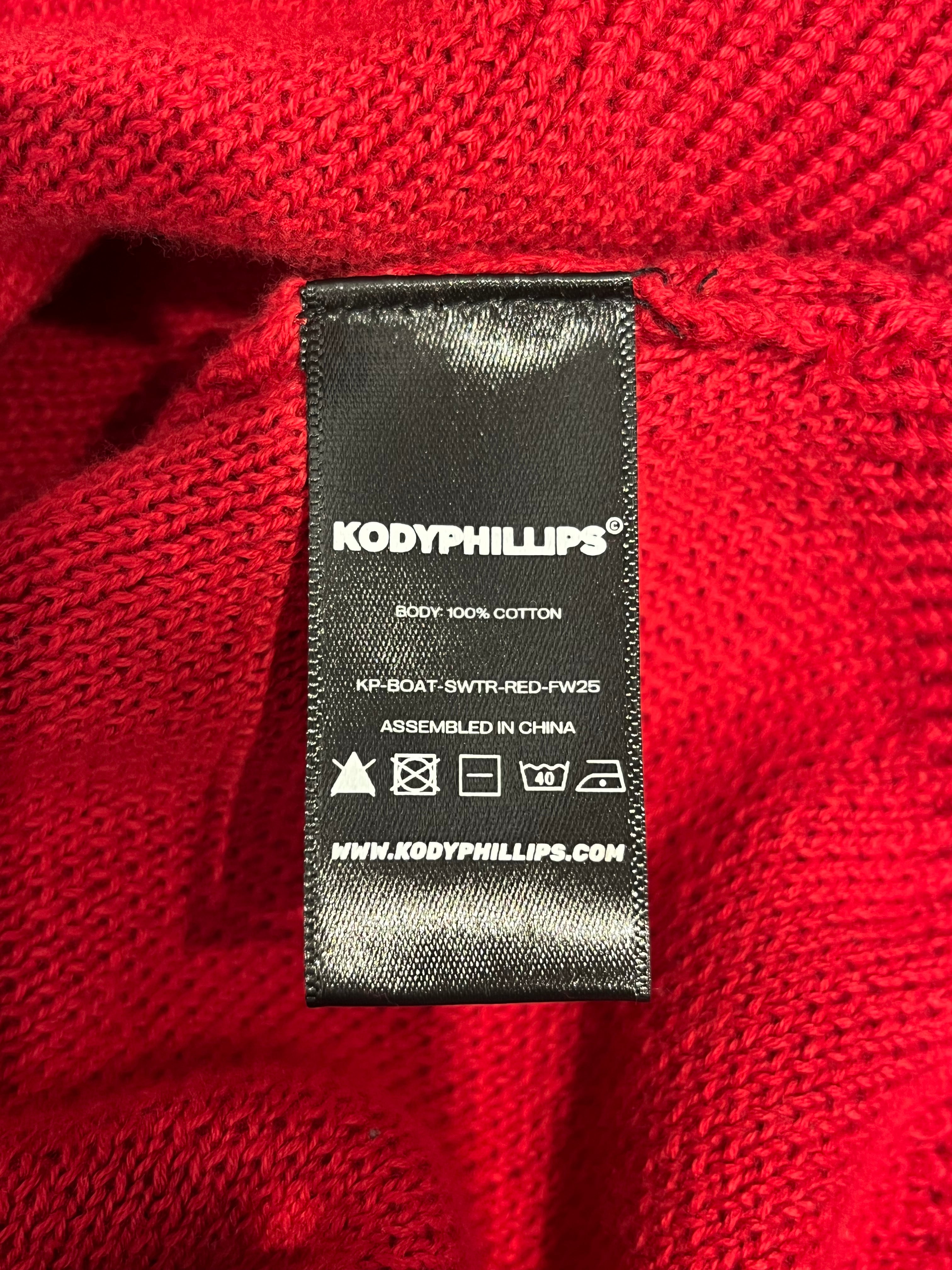 KODY PHILLIPS/Sweater/XXL/Cotton/RED/kp logo boat neck view 4