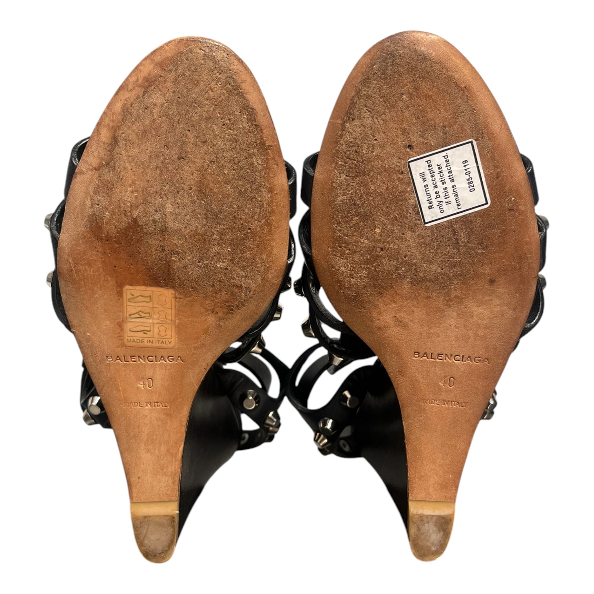 BALENCIAGA/Sandals/EU 40/Leather/BLK/Open-Toe/GLADIATOR-STUDDED view 7