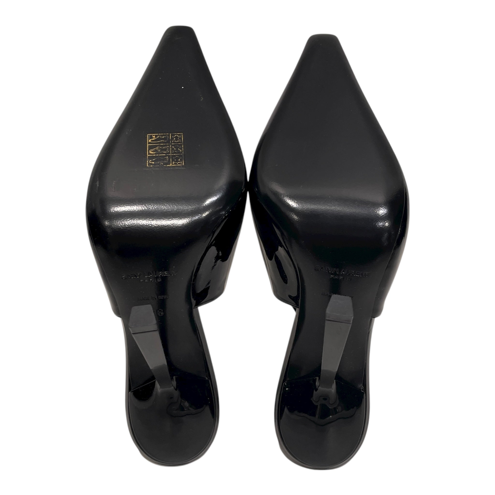 SAINT LAURENT/Heels/EU 36/Leather/BLK/BIG STONE TOE STRAP WRAP HEEL view 6