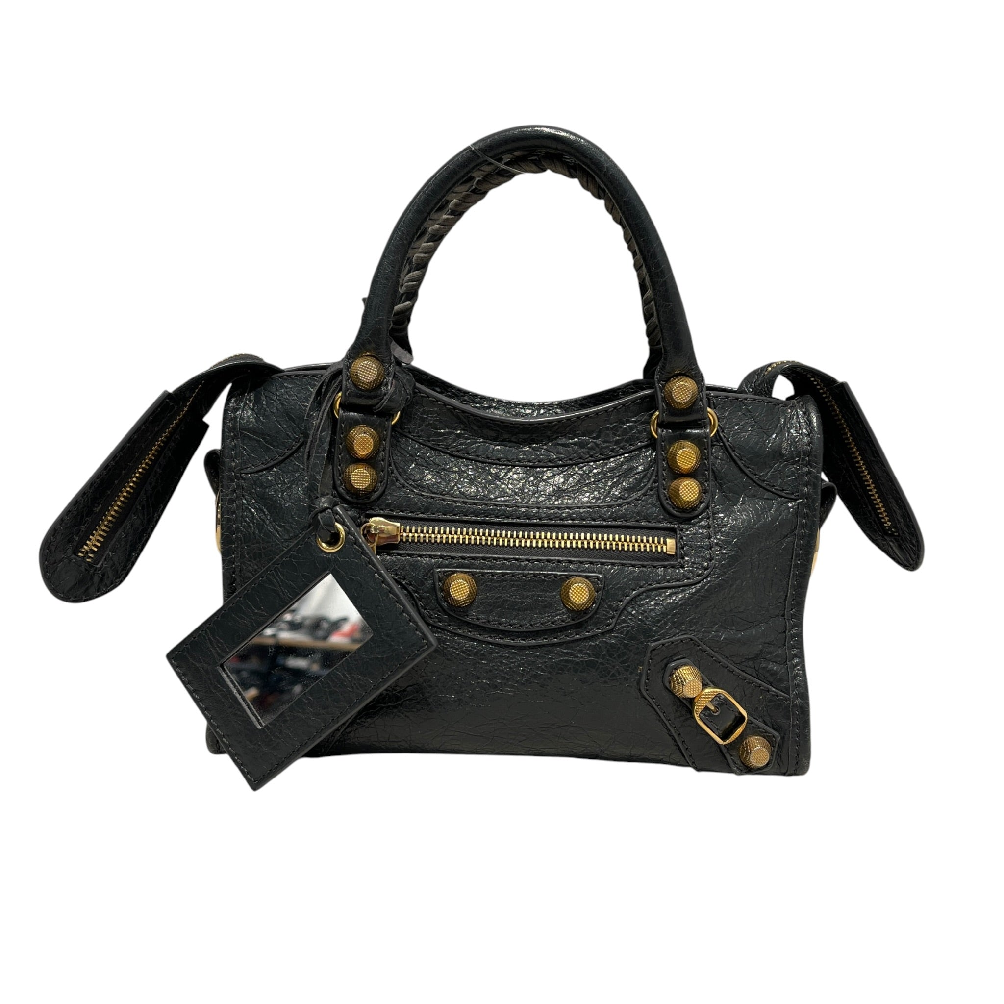 BALENCIAGA/Cross Body Bag/Leather/GRY/Dark Gray Agneau Mini City Bag view 1