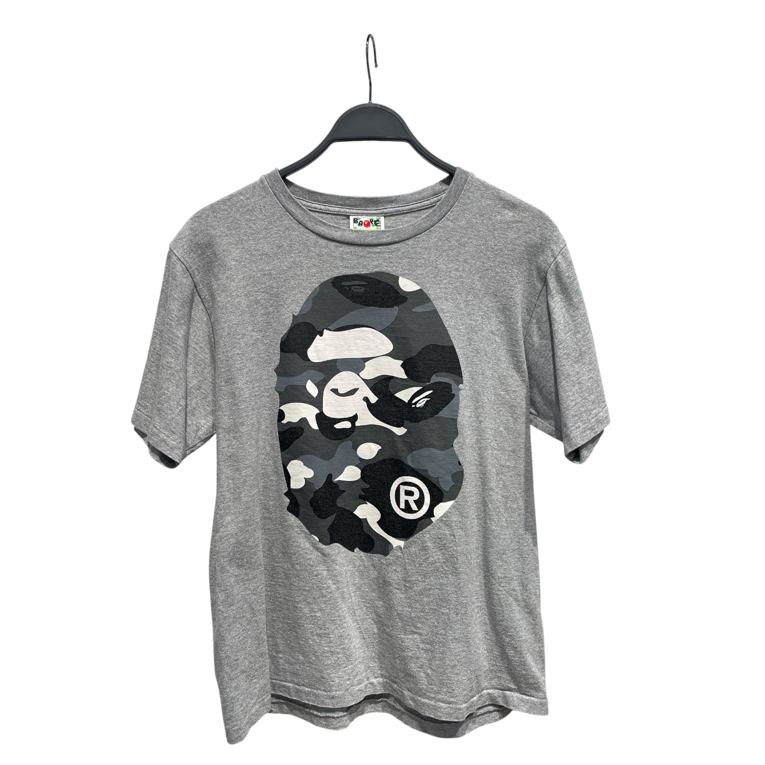 A BATHING APE/T-Shirt/M/Cotton/GRY/GREY CAMO APE HEAD view 1