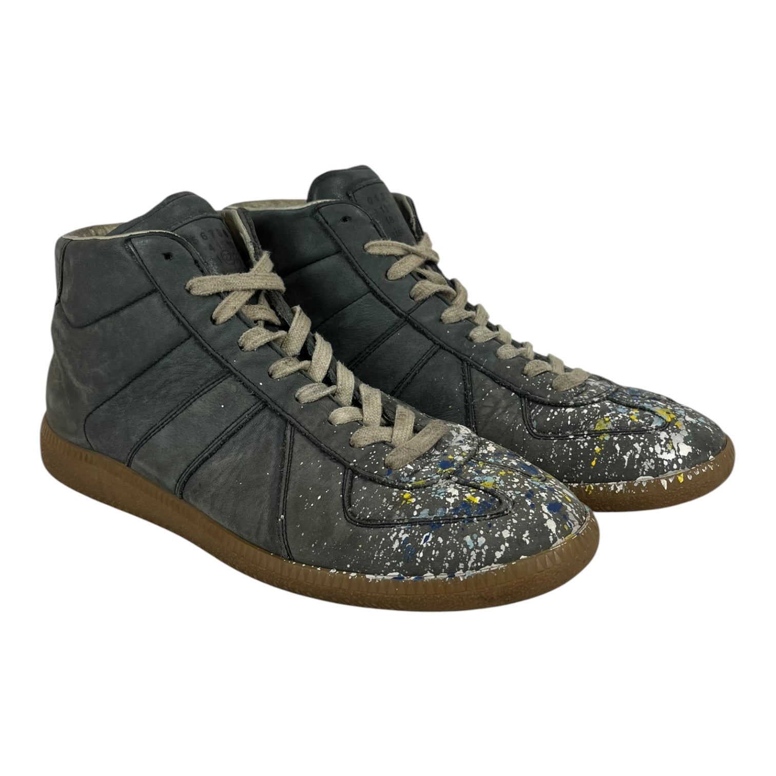 Maison Margiela/Hi-Sneakers/EU 40/Leather/GRY/Paint Splatter GATS view 1