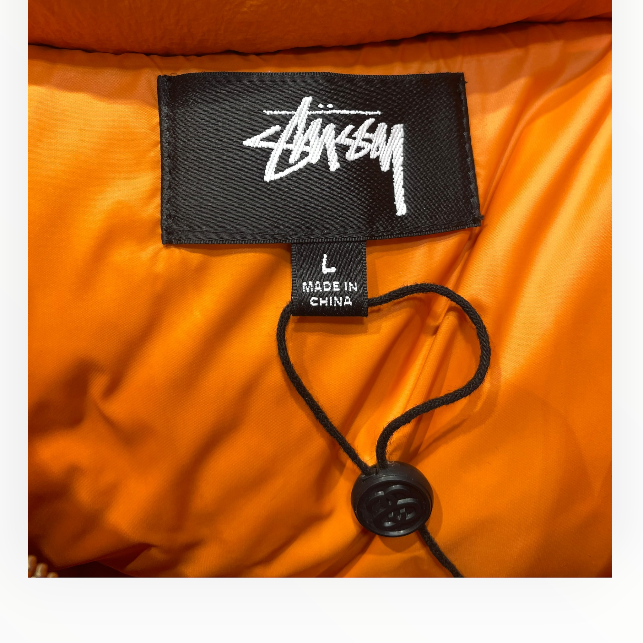 STUSSY/Puffer Jkt/L/Nylon/ORN/SILVER ZIPPER DOWN PUFFER view 3