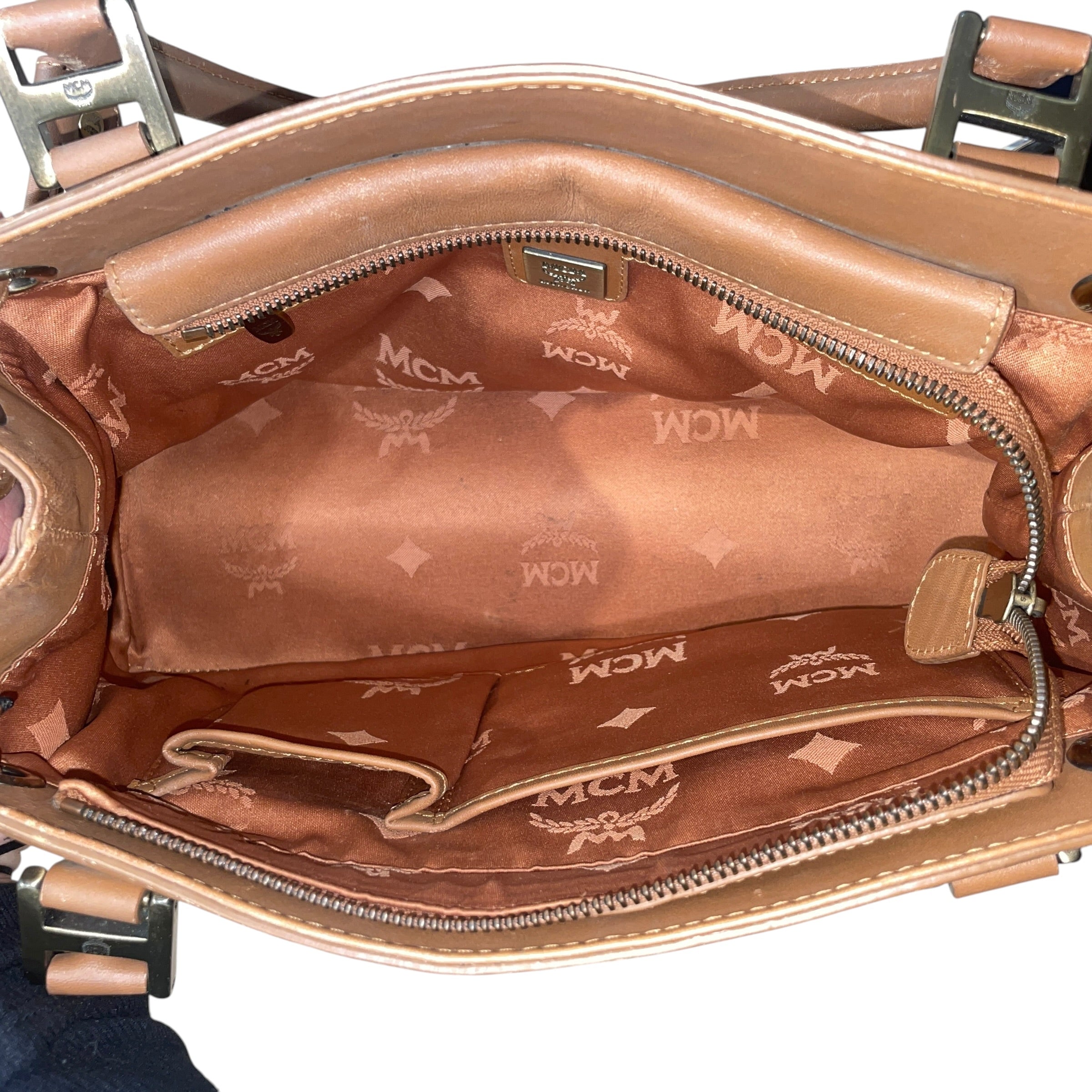 MCM/Hand Bag/Monogram/Leather/CML/Cognac Drawstring view 4