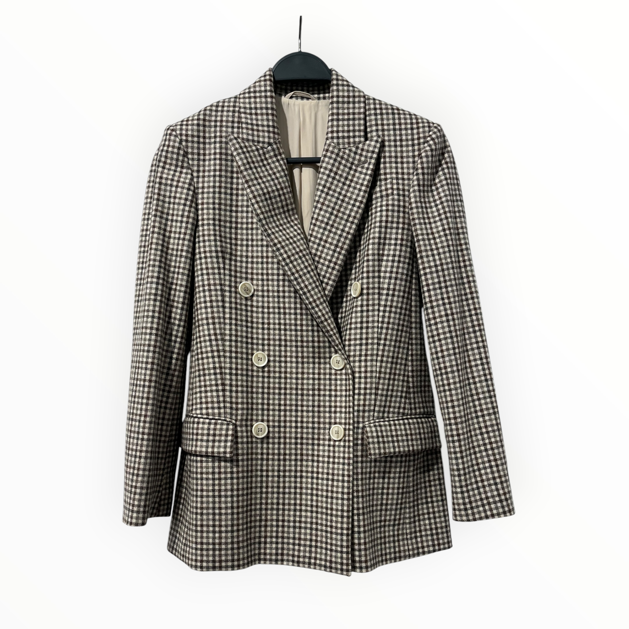 BRUNELLO CUCINELLI/Tailored Jkt/36/Plaid/Wool/CRM/Single Breasted/ view 1