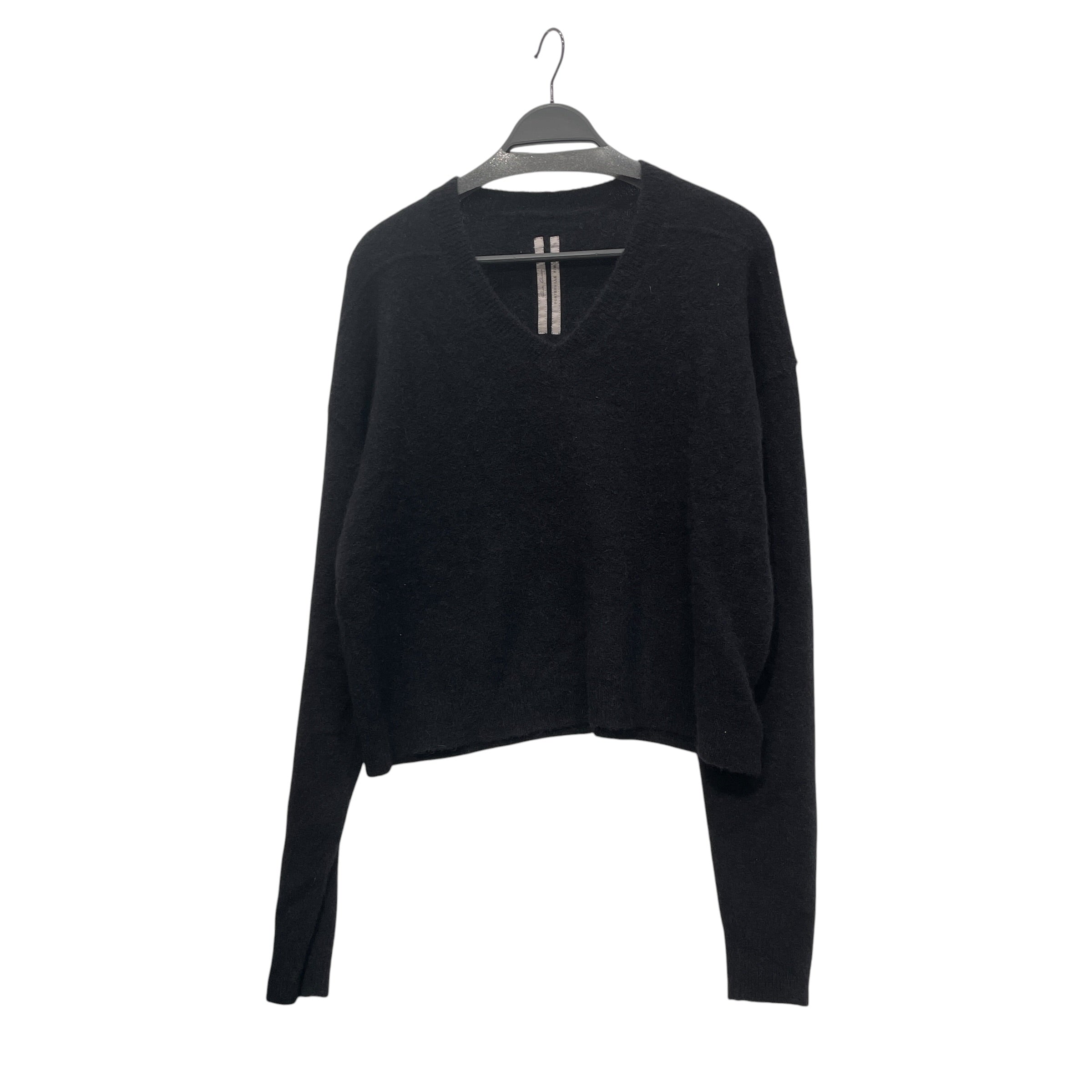 Rick Owens/Sweater/L/Wool/BLK/V NECK MOLTED WOOL view 1