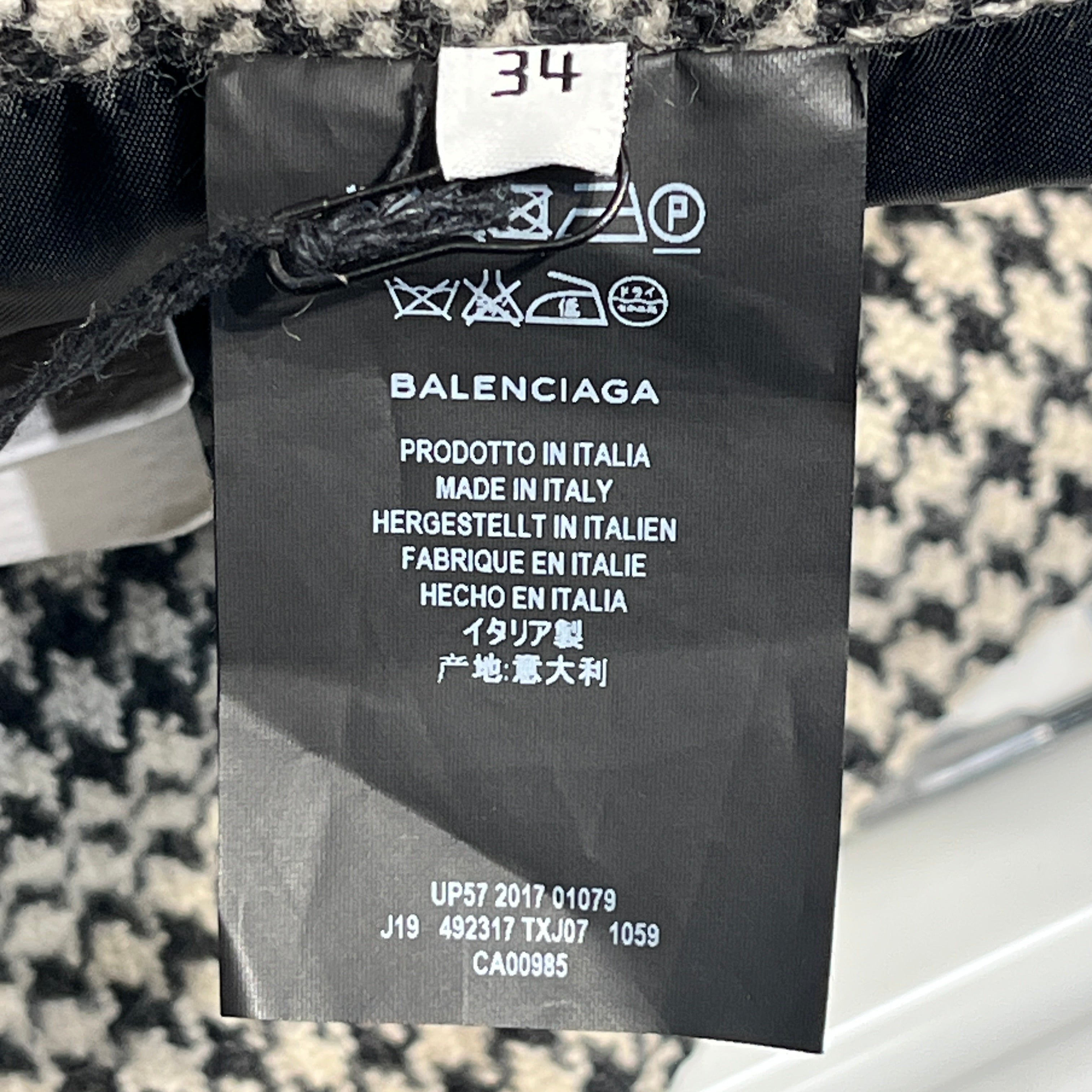 BALENCIAGA/Skirt/34/Houndstooth Check/Wool/CRM/Midi Length/2017 HOUNDSTOOTH SKIRT view 4