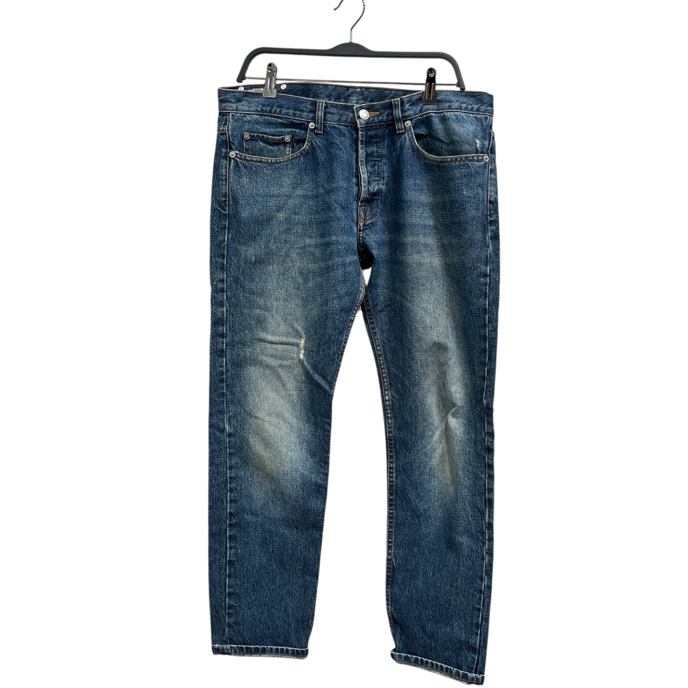 DRIES VAN NOTEN/Skinny Pants/36/Denim/BLU/BLACK SPOT LEFT LEG view 1