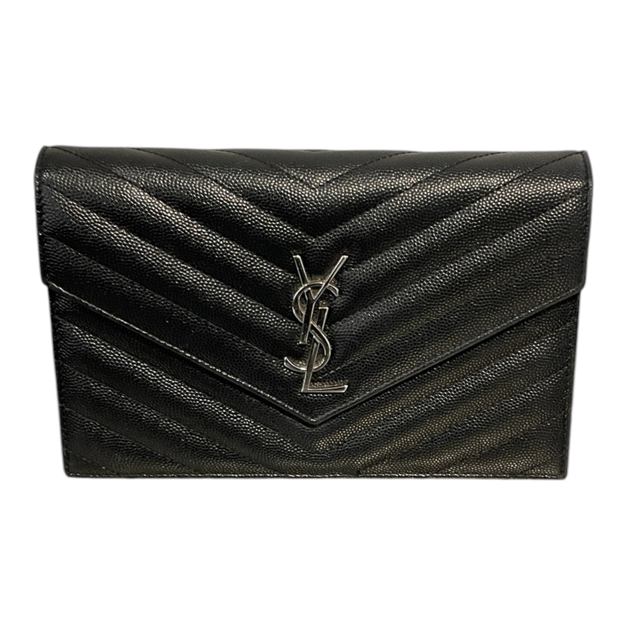 YVES SAINT LAURENT/Cross Body Bag/Leather/BLK/Silver Chain & YSL Logo view 1