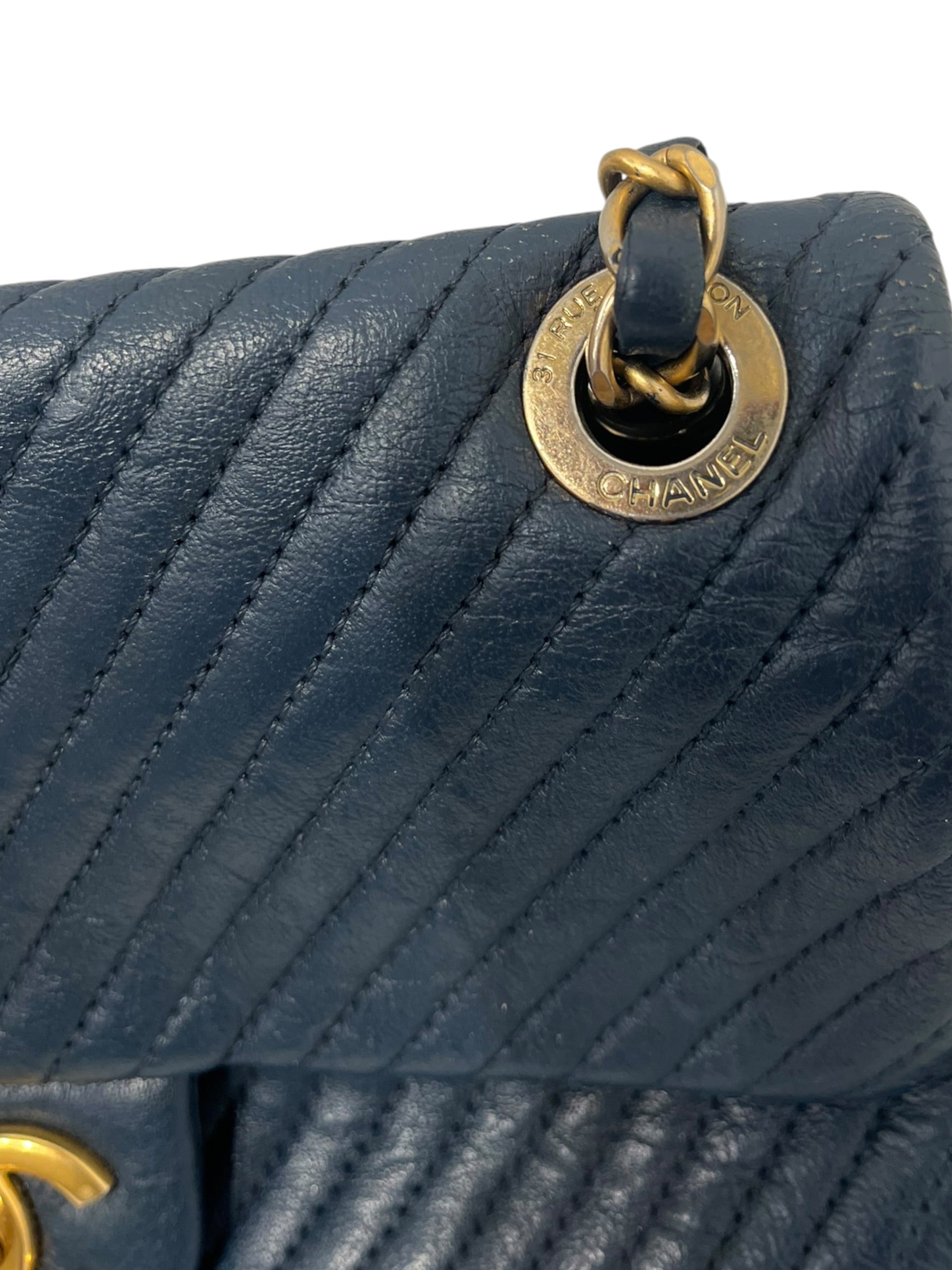 CHANEL/Bag/Lambskin/NVY/CHEVRON FLAP BAG view 7