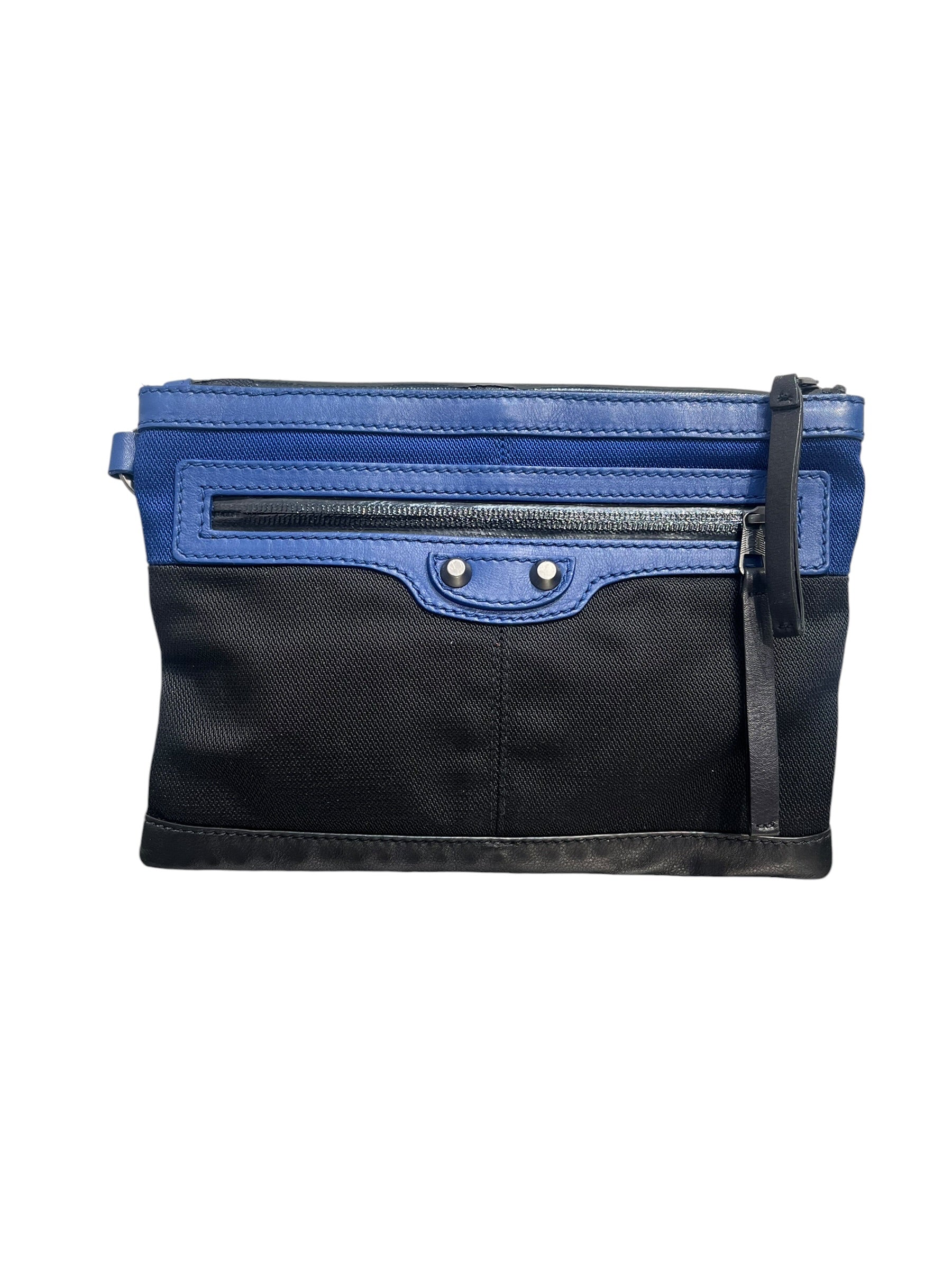 BALENCIAGA/Clutch Bag/BLU/CLASSIC CLIP BLKBLU CNVSLTHR view 1