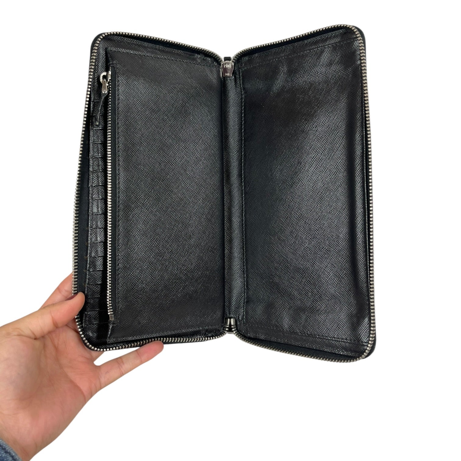 PRADA/Long Wallet/Leather/BLK/SAFFIANO WALLET view 3