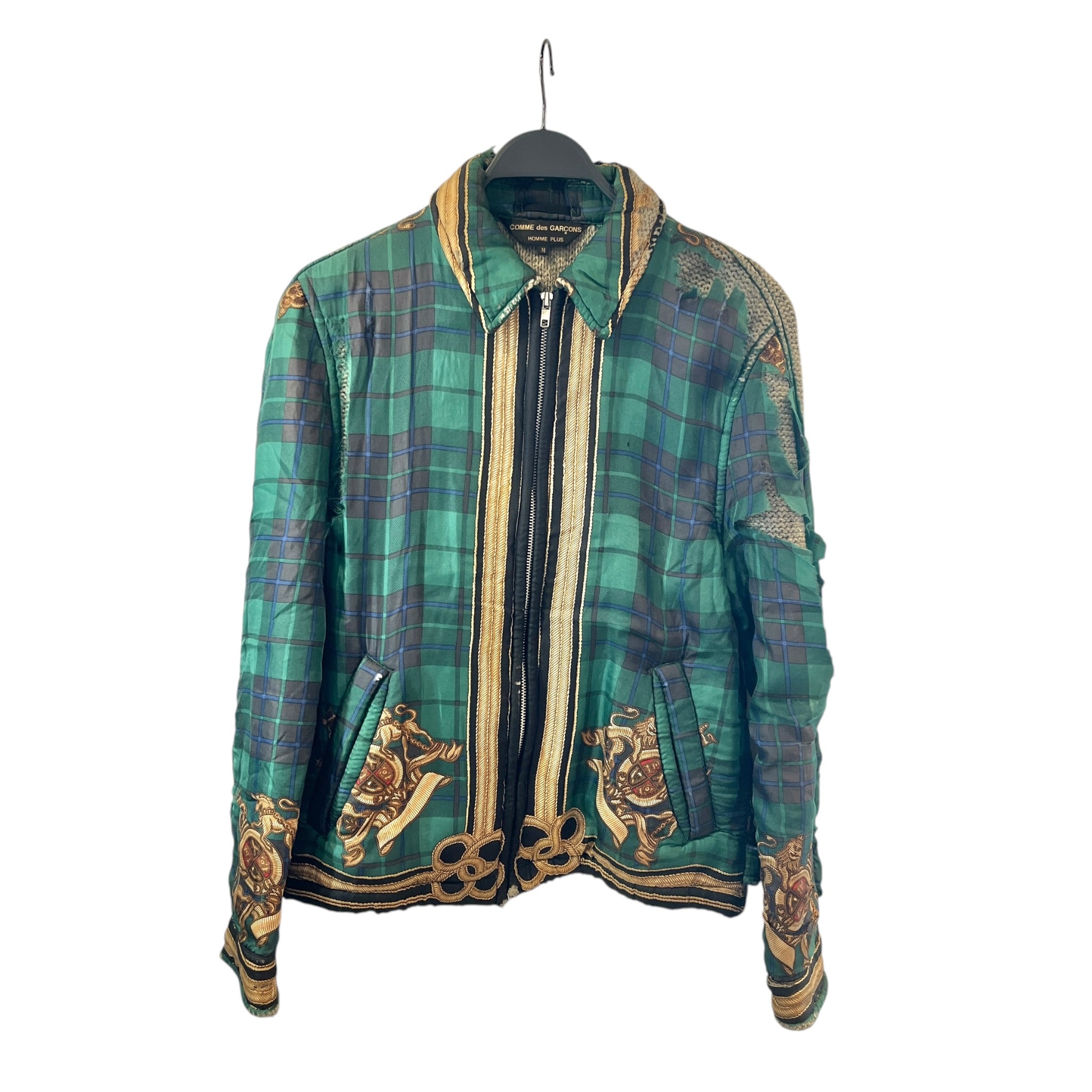 COMME des GARCONS HOMME PLUS/Jacket/M/Green/Silk/Plaid/ view 1